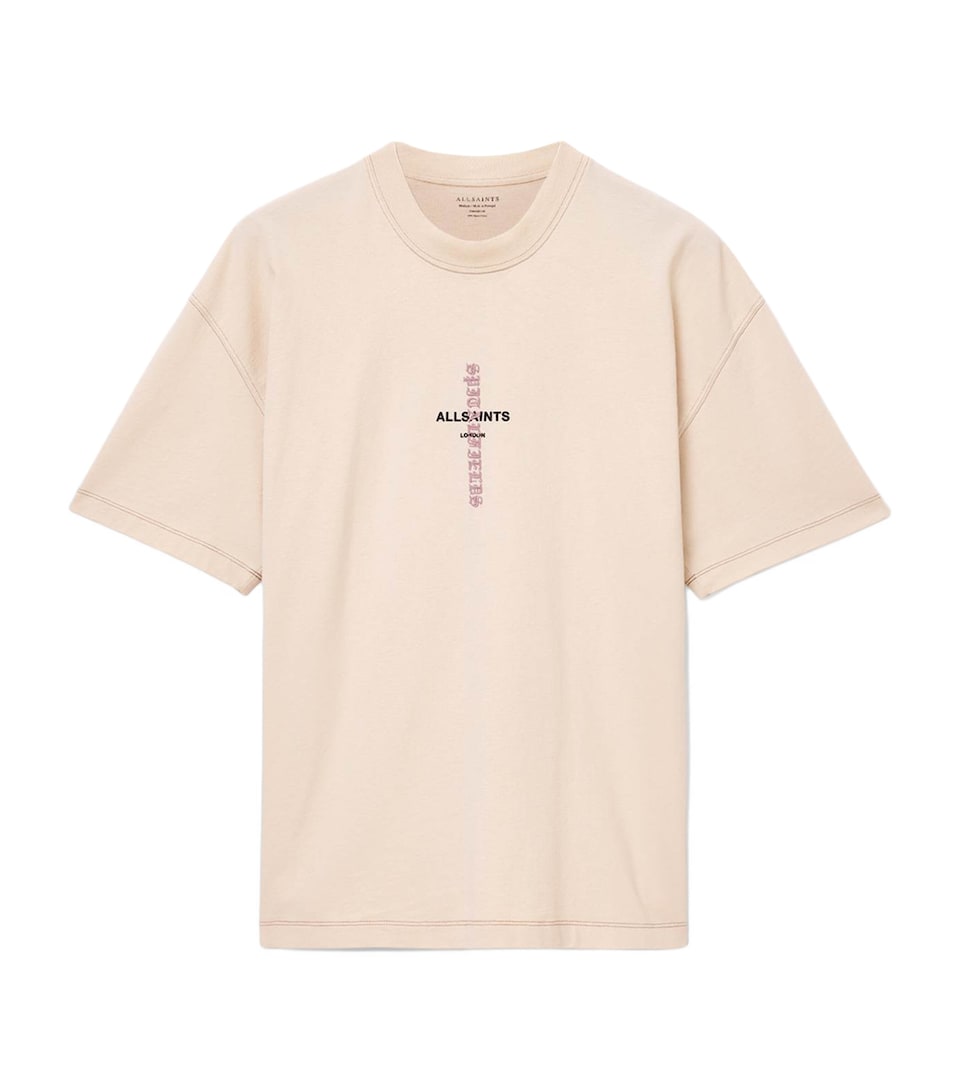 AllSaints Mens Organic Cotton Knox T-Shirt Phantom White