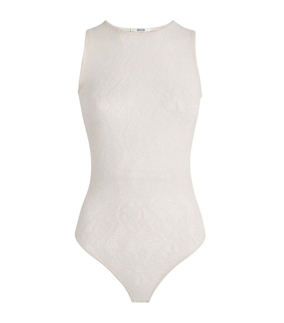 Wolford Womens Infinite Rose Net Bodysuit Whipped Cream