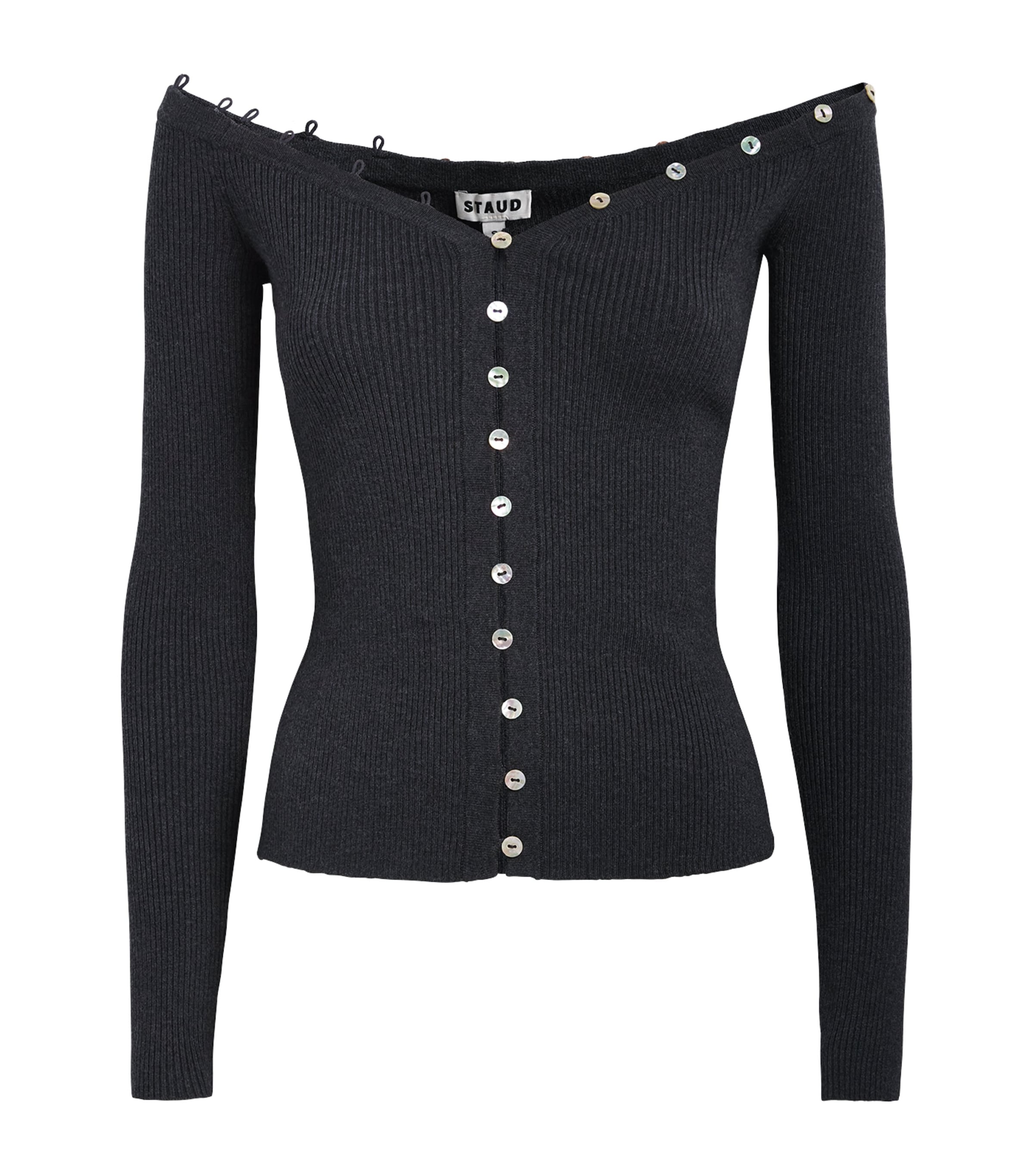 Wool-Blend Off-The-Shoulder Keaton Cardigan