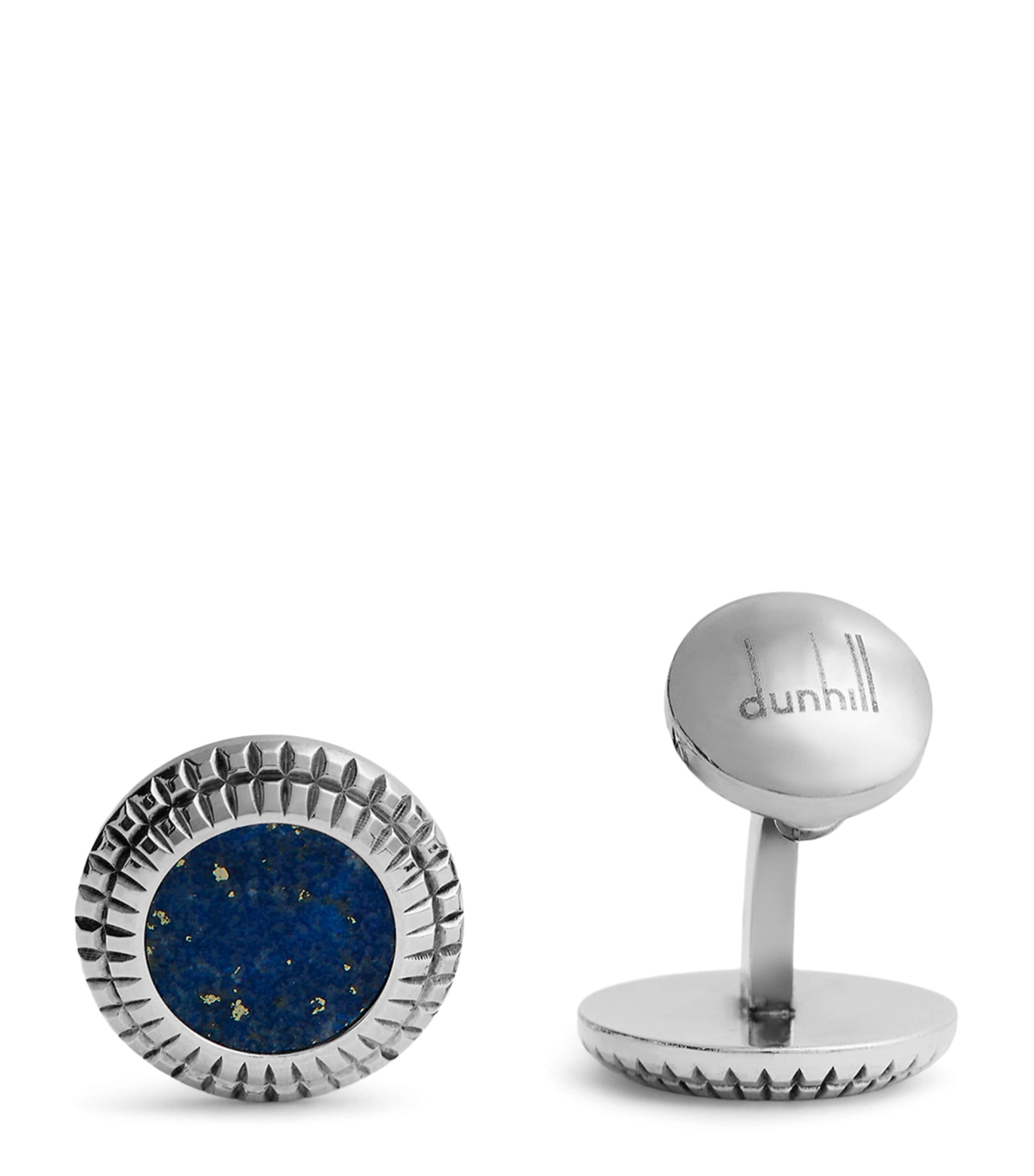 Rhodium-Plated Silver and Sodalite Hobnail Cufflinks