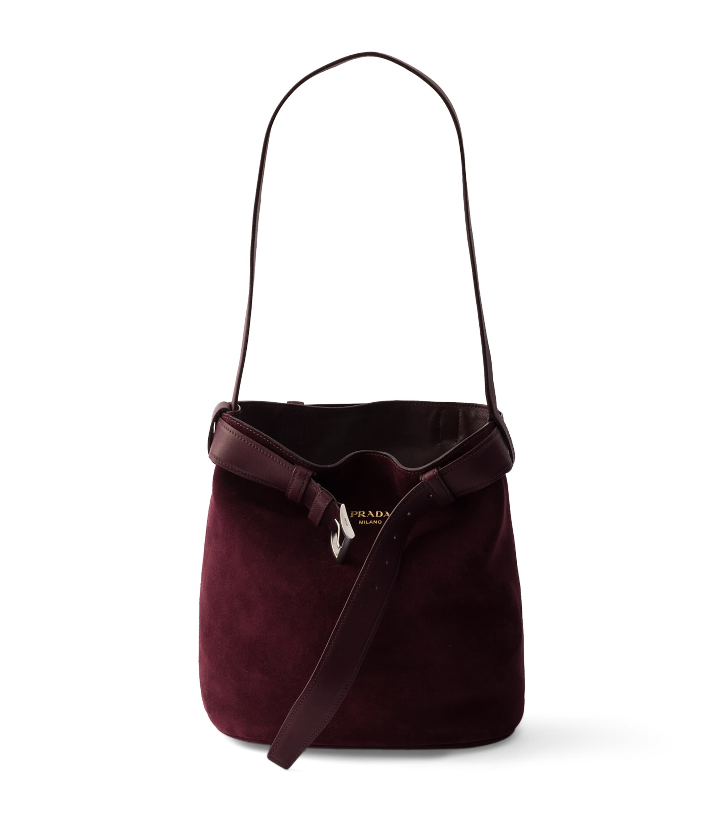 Prada Suede Belted Bucket Bag