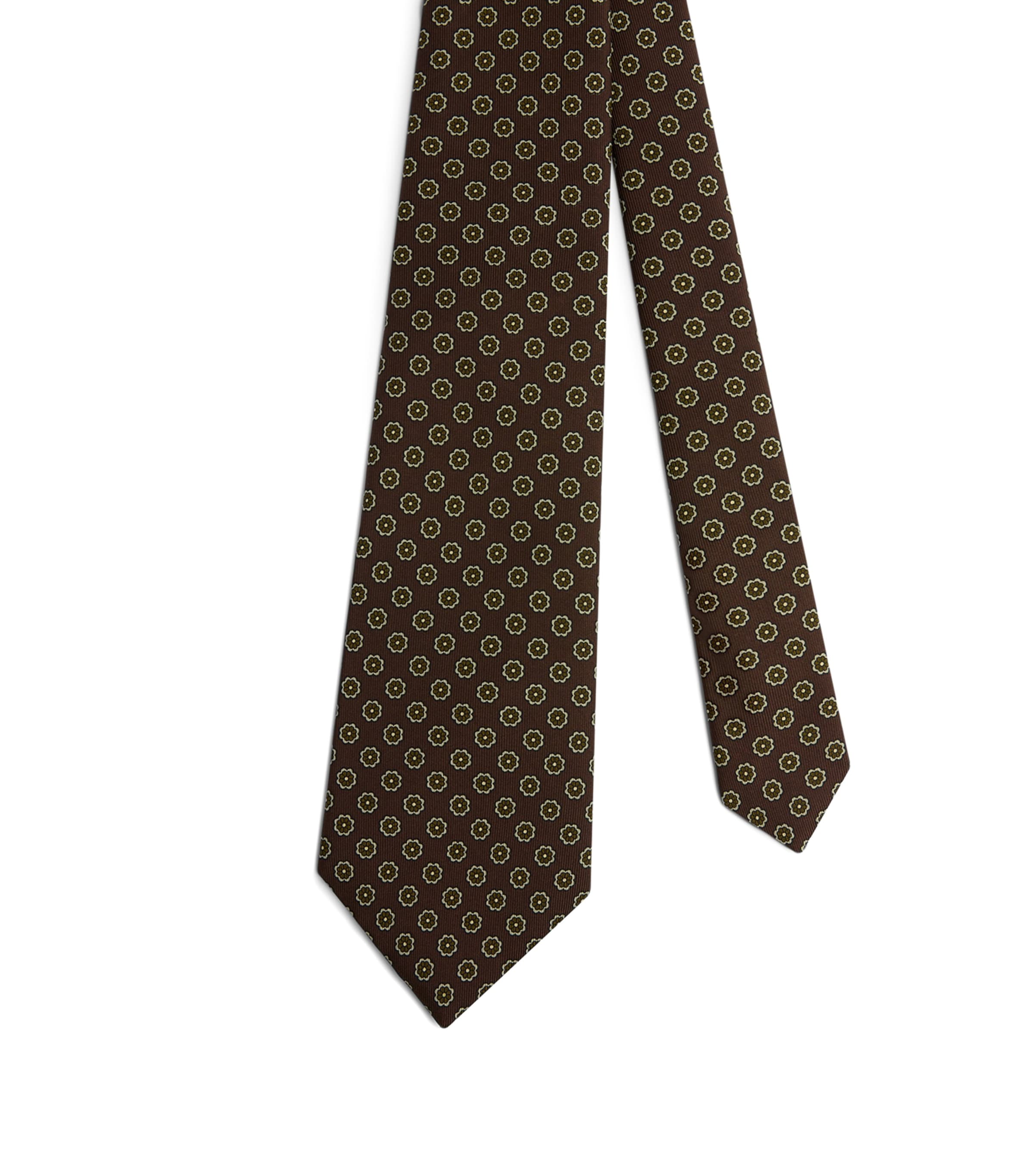 Dunhill Mulberry Silk Printed Tie Brown