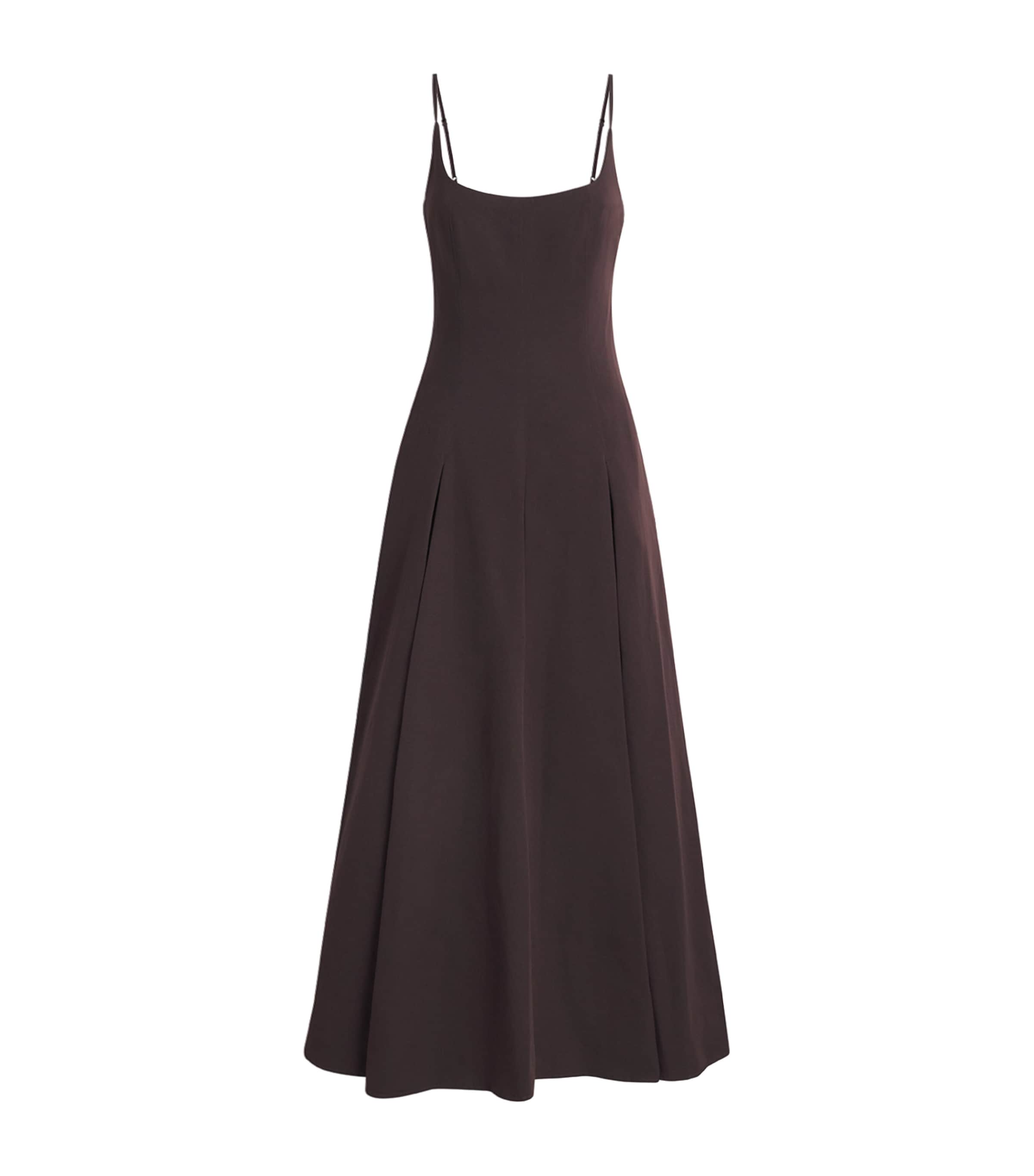 STAUD Womens A-Line Jill Midi Dress Eart Earth