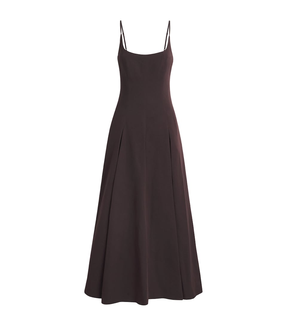 STAUD Womens A-Line Jill Midi Dress Eart Earth