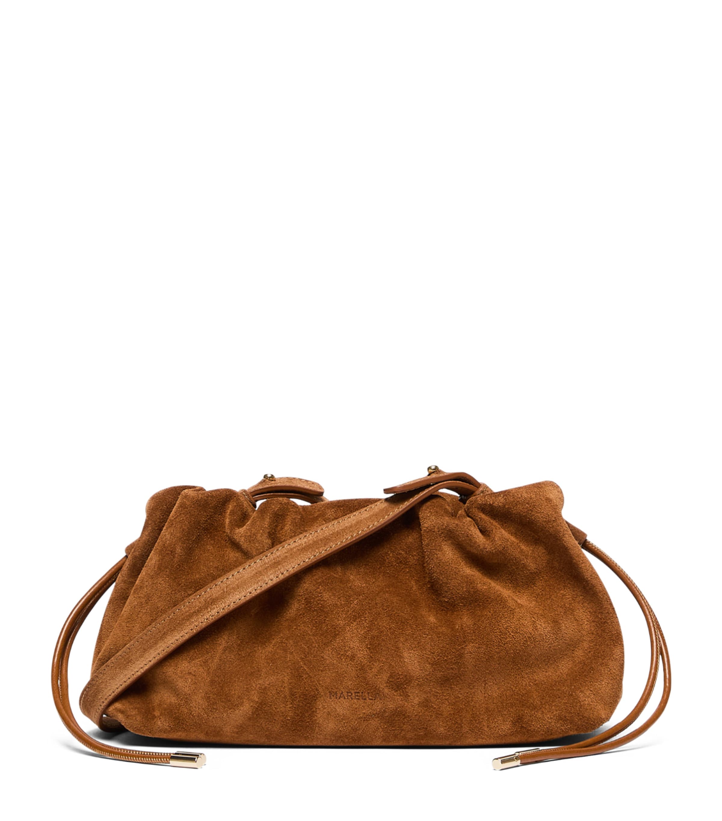 Marella Suede Clutch Bag Tobacco
