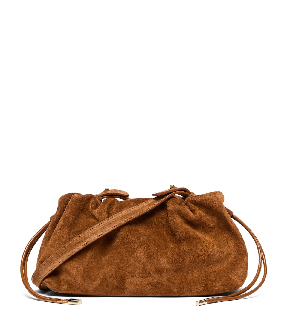 Marella Suede Clutch Bag Tobacco