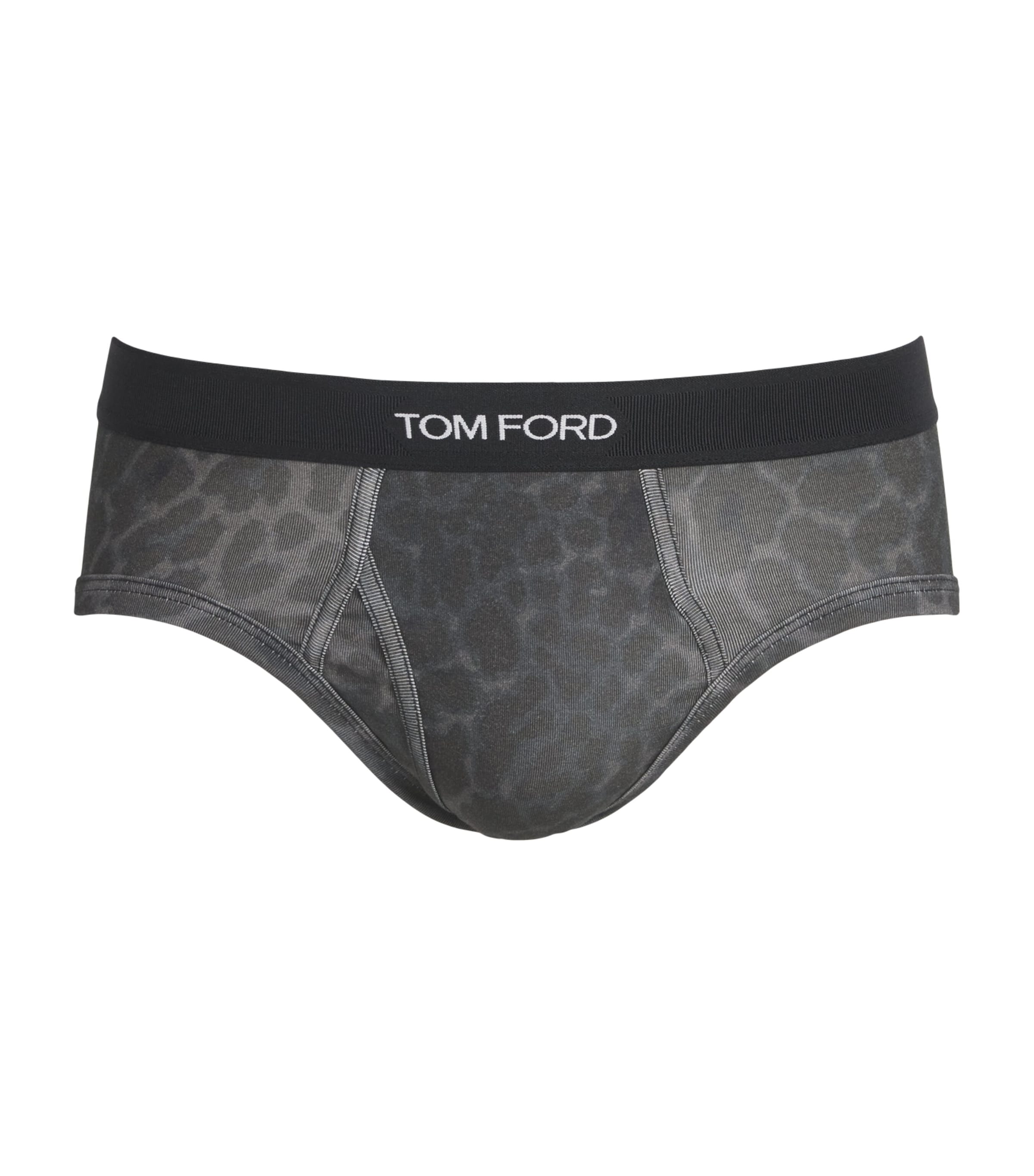 TOM FORD Mens Stretch-Cotton Leopard Logo Briefs Ink