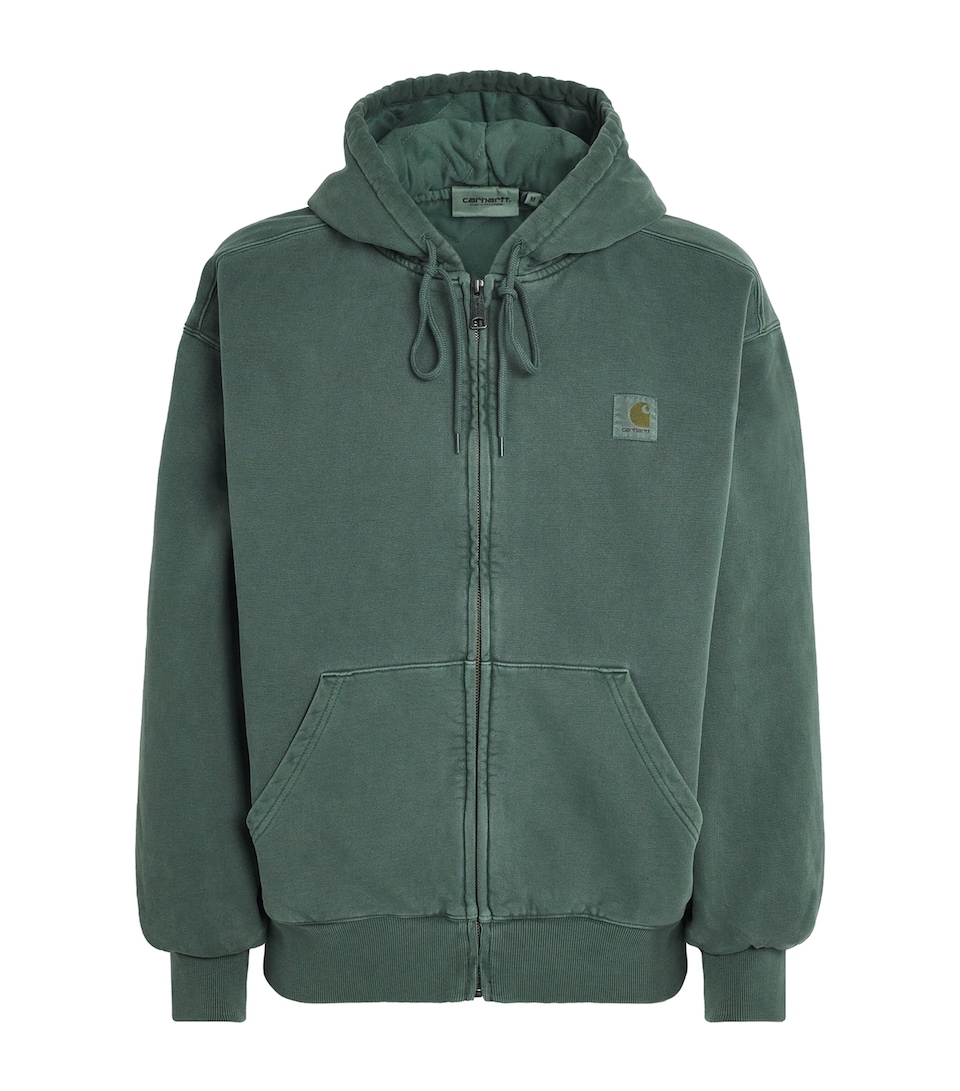 Carhartt WIP Mens Cotton Logo Vista Zip-Up Hoodie Dark Scarab
