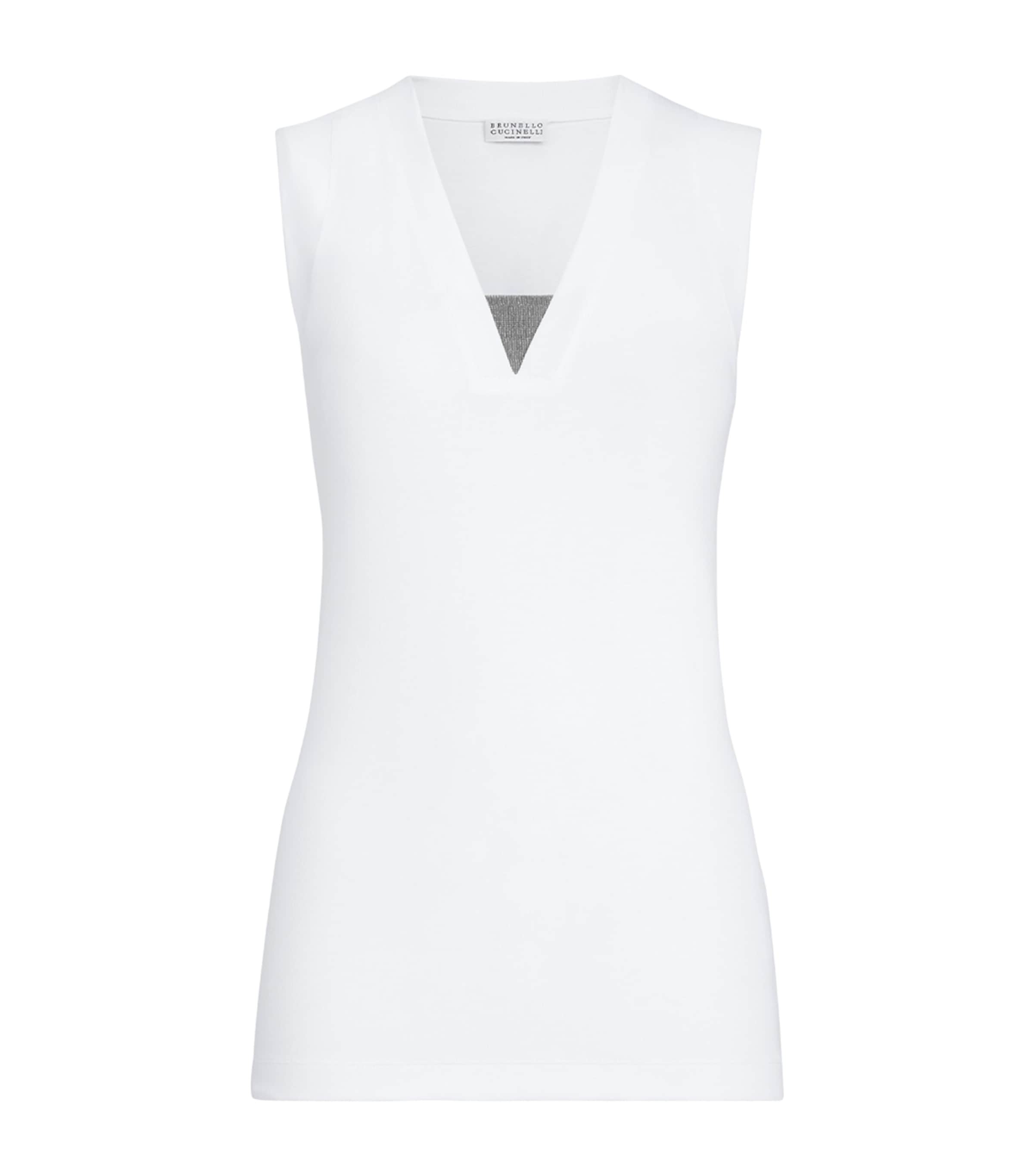 Brunello Cucinelli Womens Embellished Stretch-Cotton T-Shirt