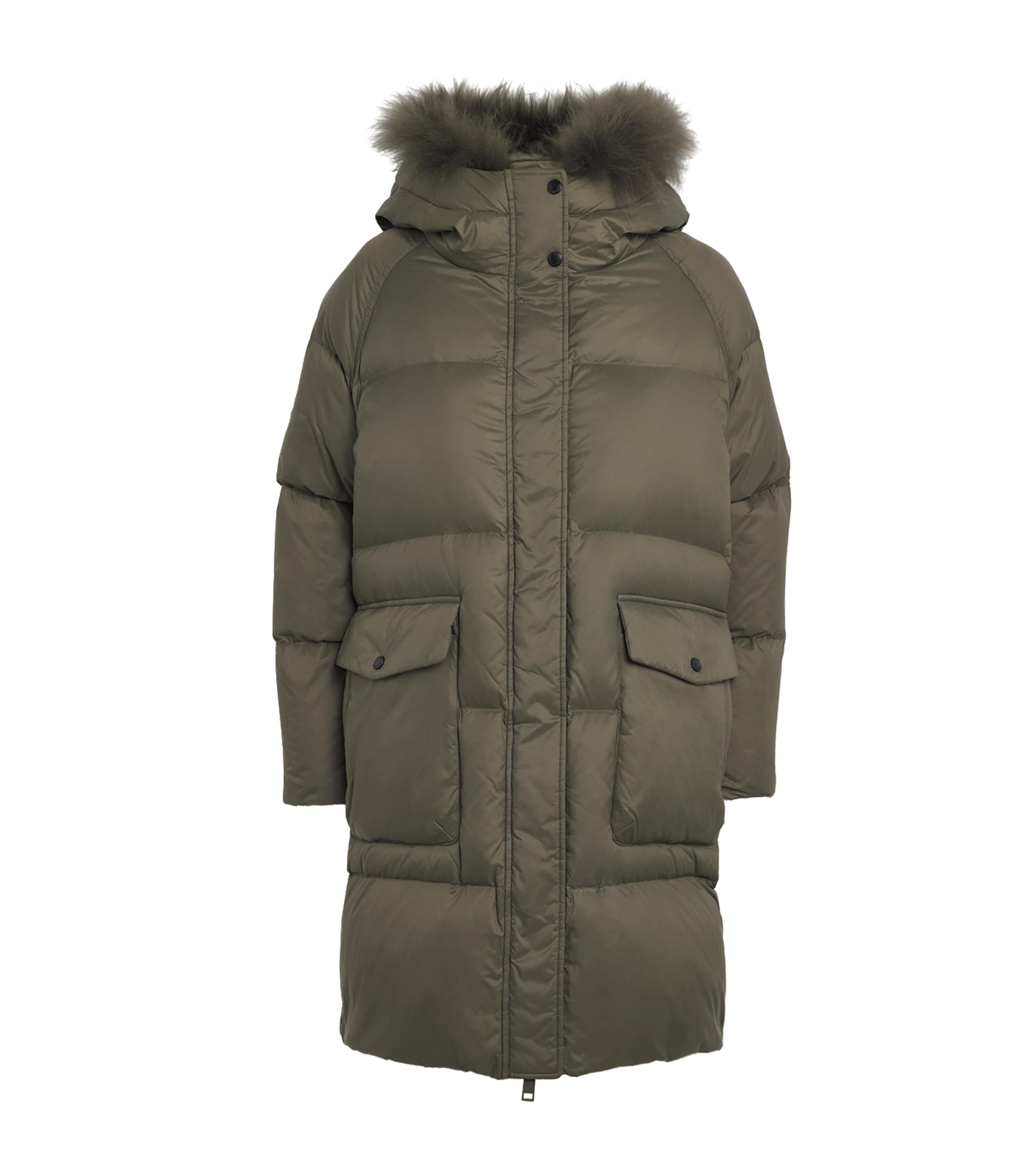 Down Fox Fur-Trim Puffer Jacket