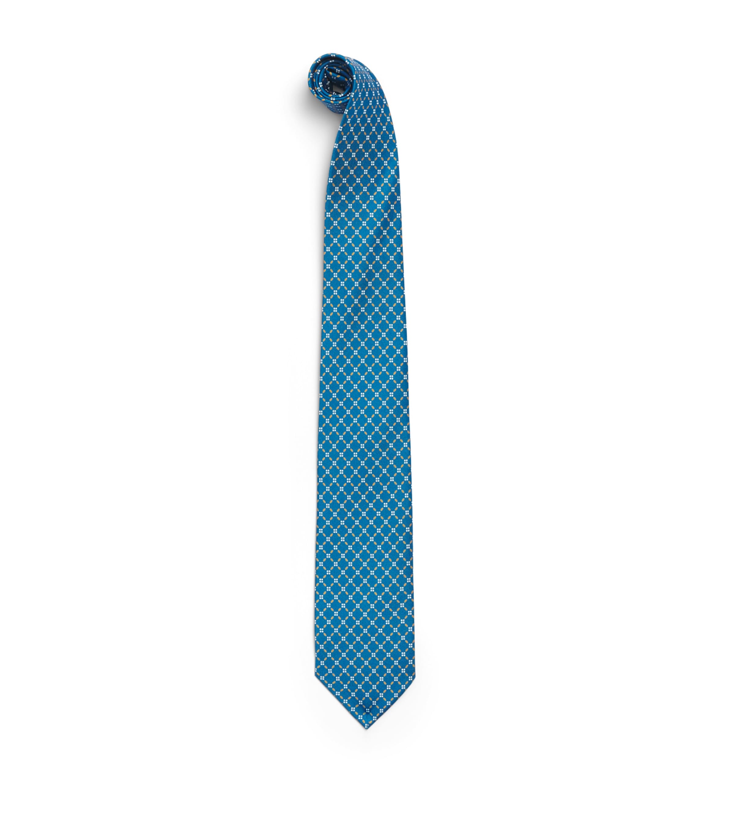 E. Marinella Silk Geometric Tie Blue