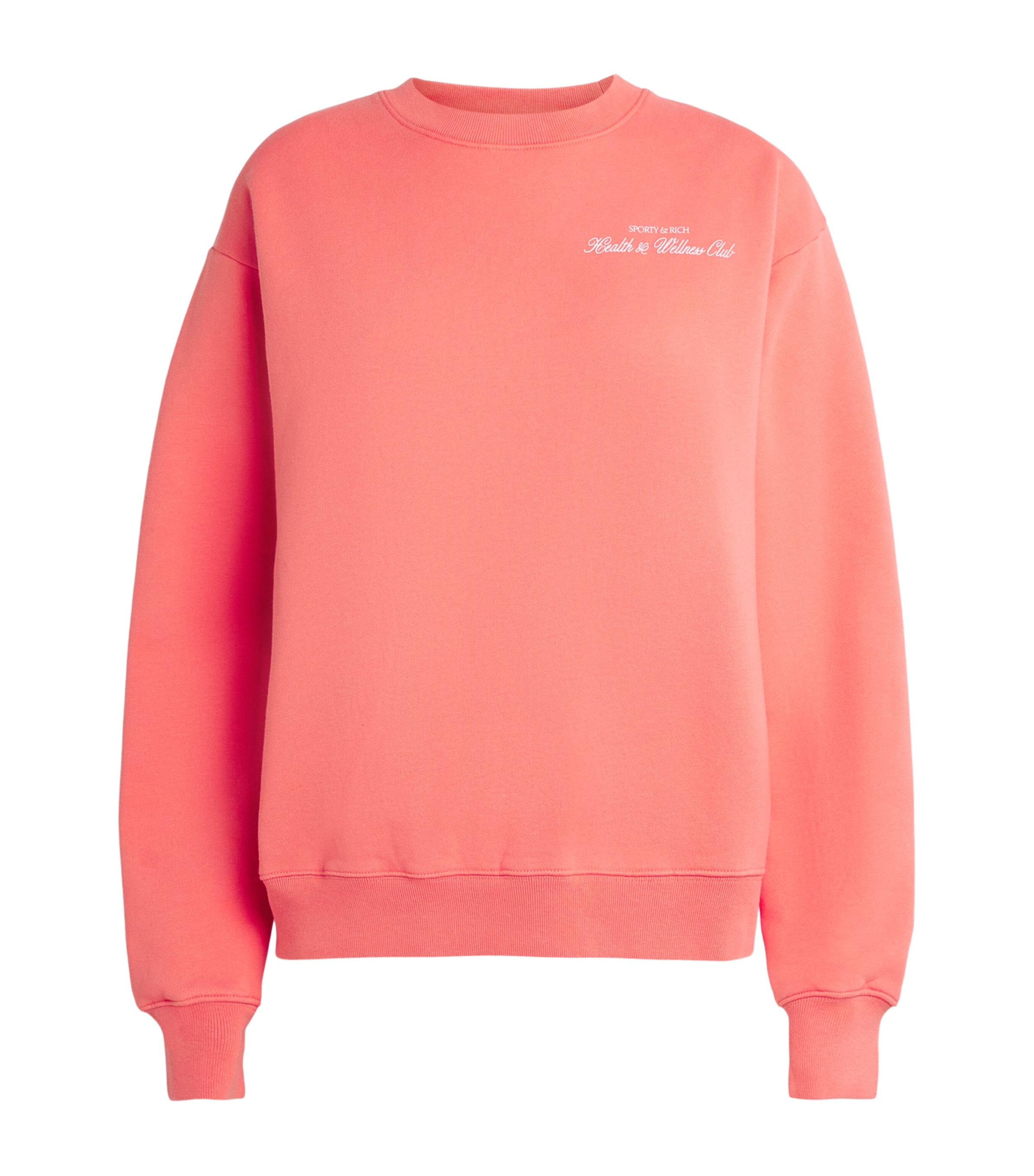 Sporty & Rich Womens Cotton Embroidered Sweatshirt Flamingo White