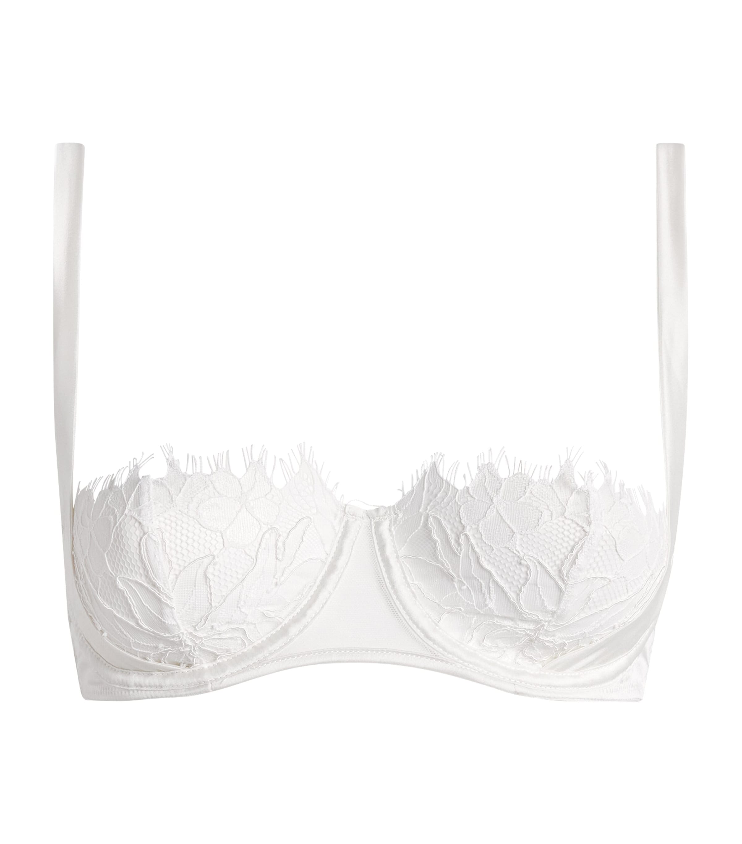 Kiki de Montparnasse Womens Lace-Trim Iris Balconette Bra Ivory