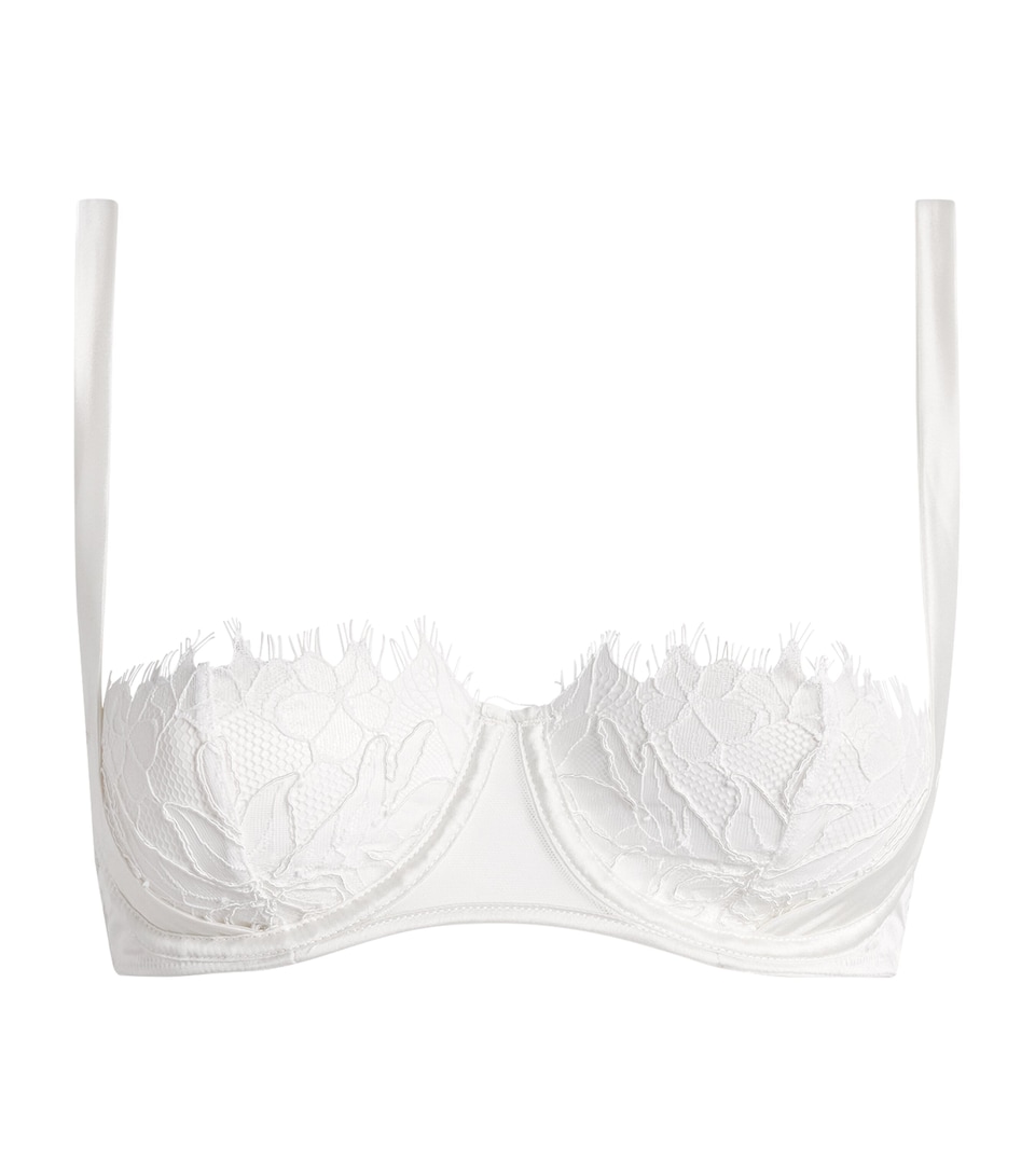 Kiki de Montparnasse Womens Lace-Trim Iris Balconette Bra Ivory
