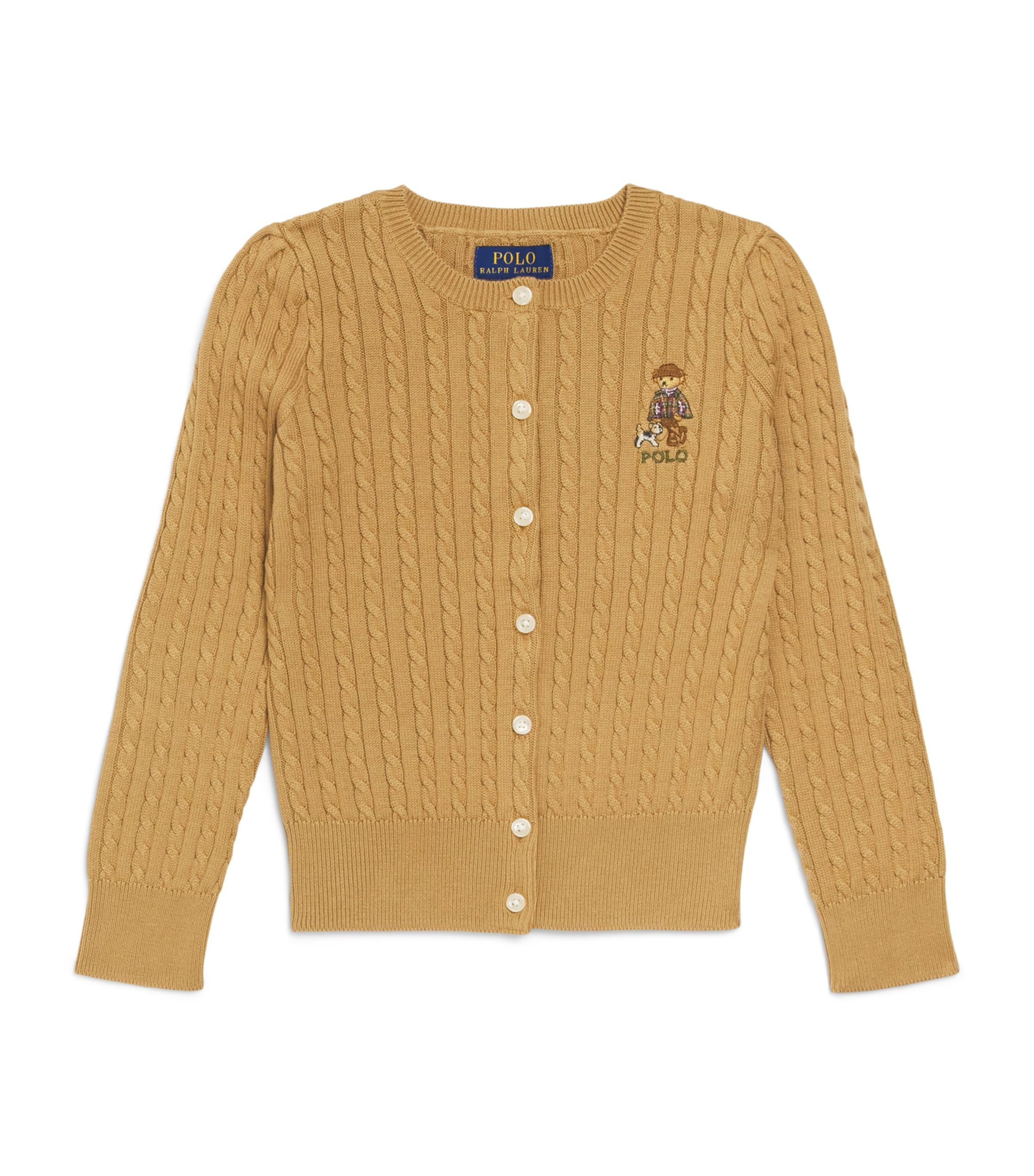 Ralph Lauren Kids Cotton Cable-Knit Polo Bear Cardigan (2-6.5 Years) Berkshire Tan