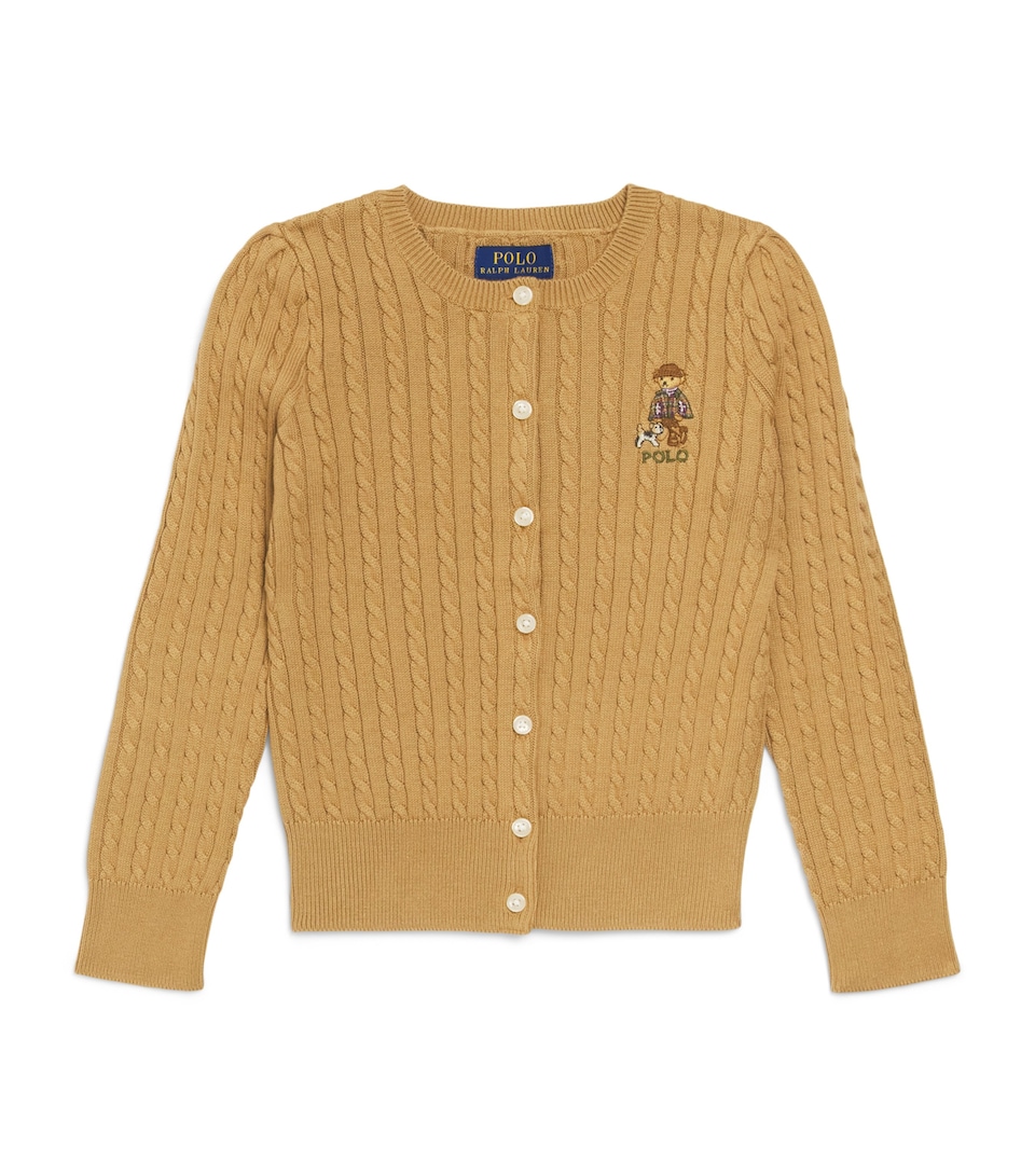 Ralph Lauren Kids Cotton Cable-Knit Polo Bear Cardigan (2-6.5 Years) Berkshire Tan