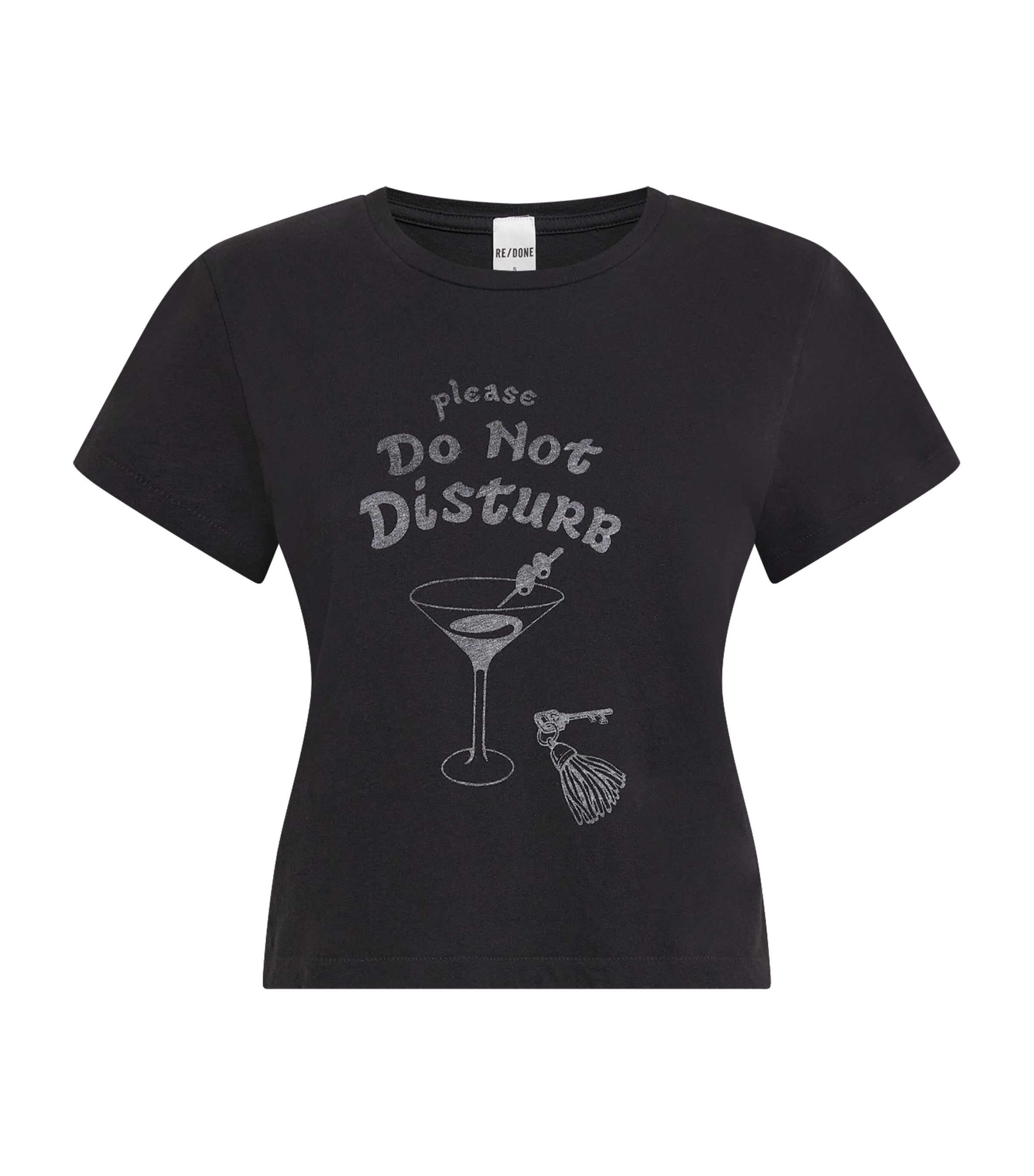 Re-Done Womens Cotton DND Print Boxy T-Shirt Washed Black