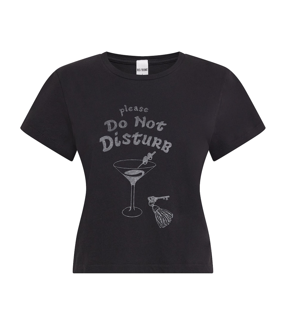 Re-Done Womens Cotton DND Print Boxy T-Shirt Washed Black