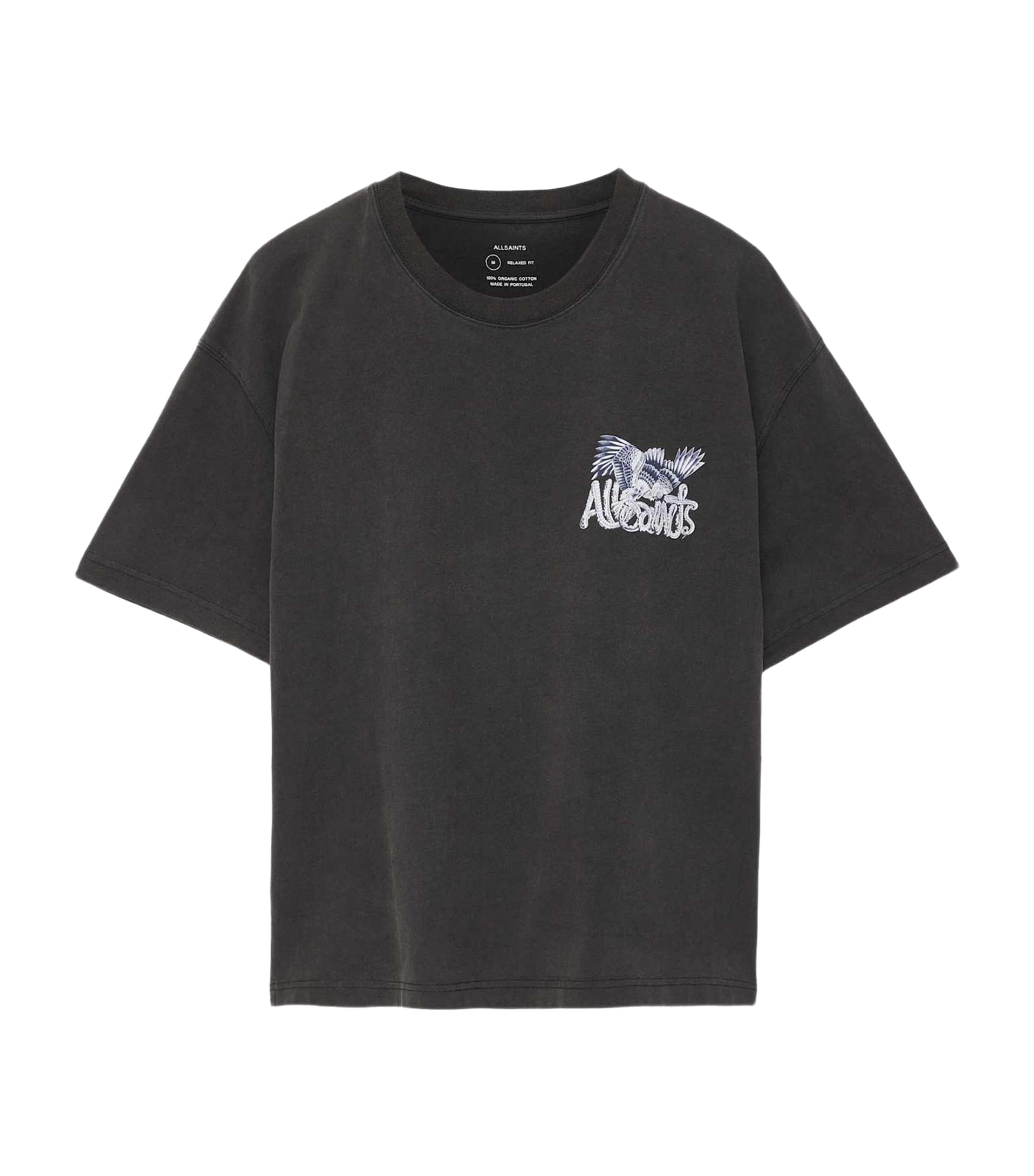 AllSaints Mens Organic Cotton Battles T-Shirt Washed Black