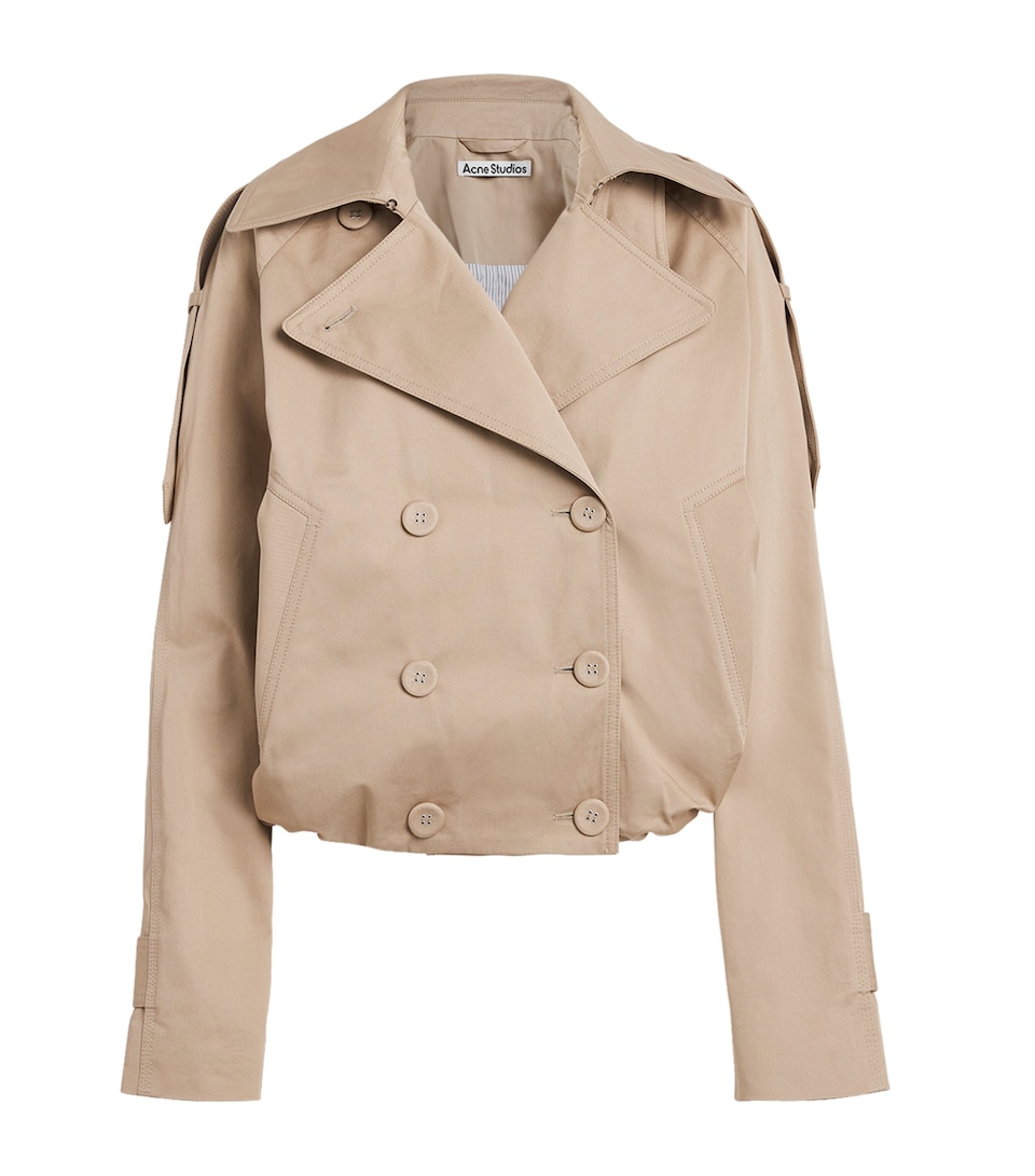 Acne Studios Womens Cotton Cropped Trench Coat Pale Beige