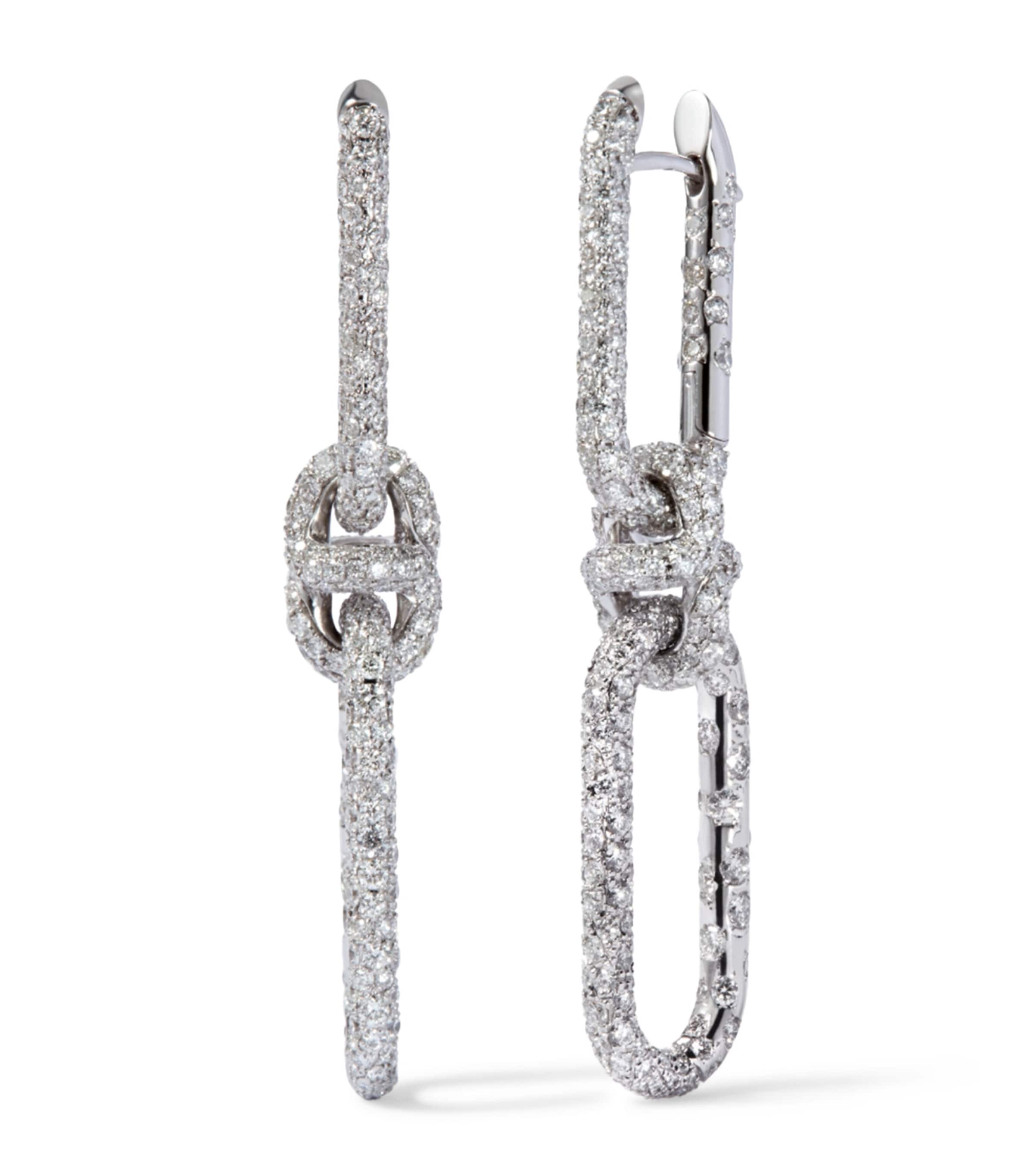 Annoushka White Gold and Diamond Knuckle Dust Double Hoop Earrings
