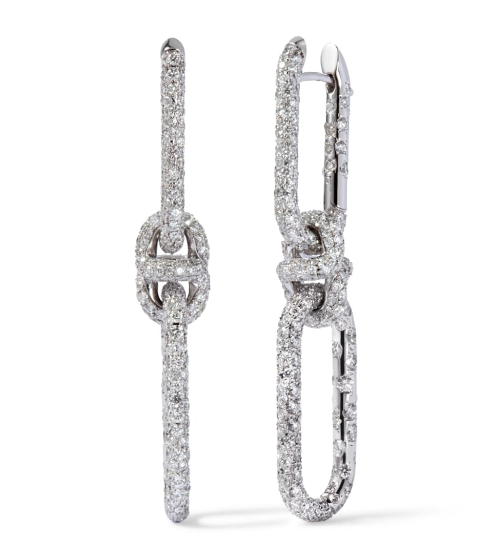 Annoushka White Gold and Diamond Knuckle Dust Double Hoop Earrings