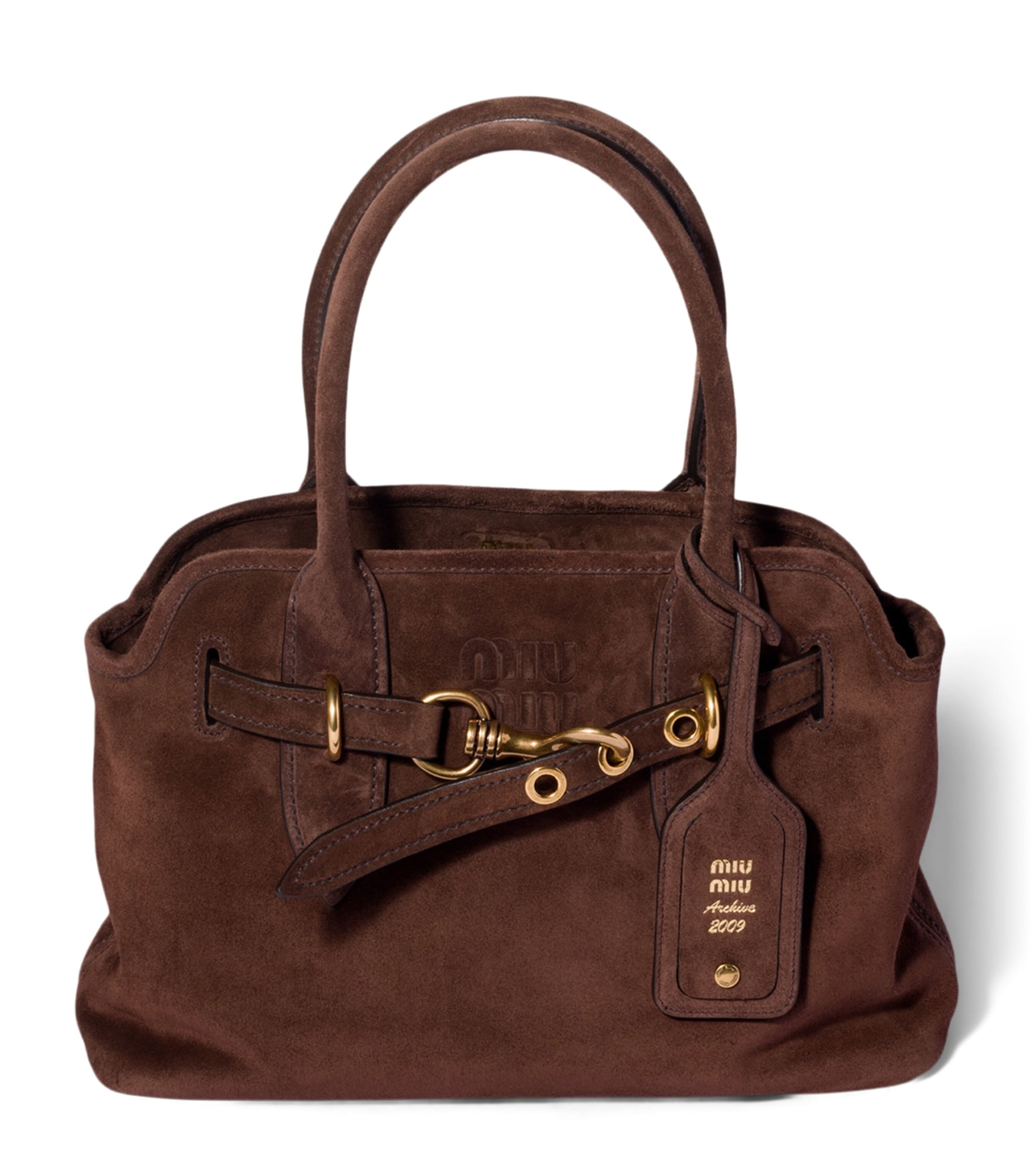 Miu Miu Suede Aventure Top-Handle Bag Brown