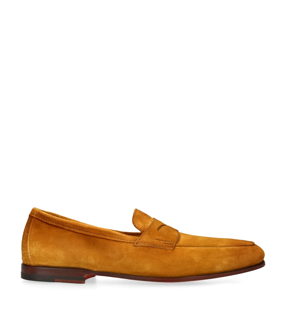Santoni Suede Carlo Penny Loafers Yellow