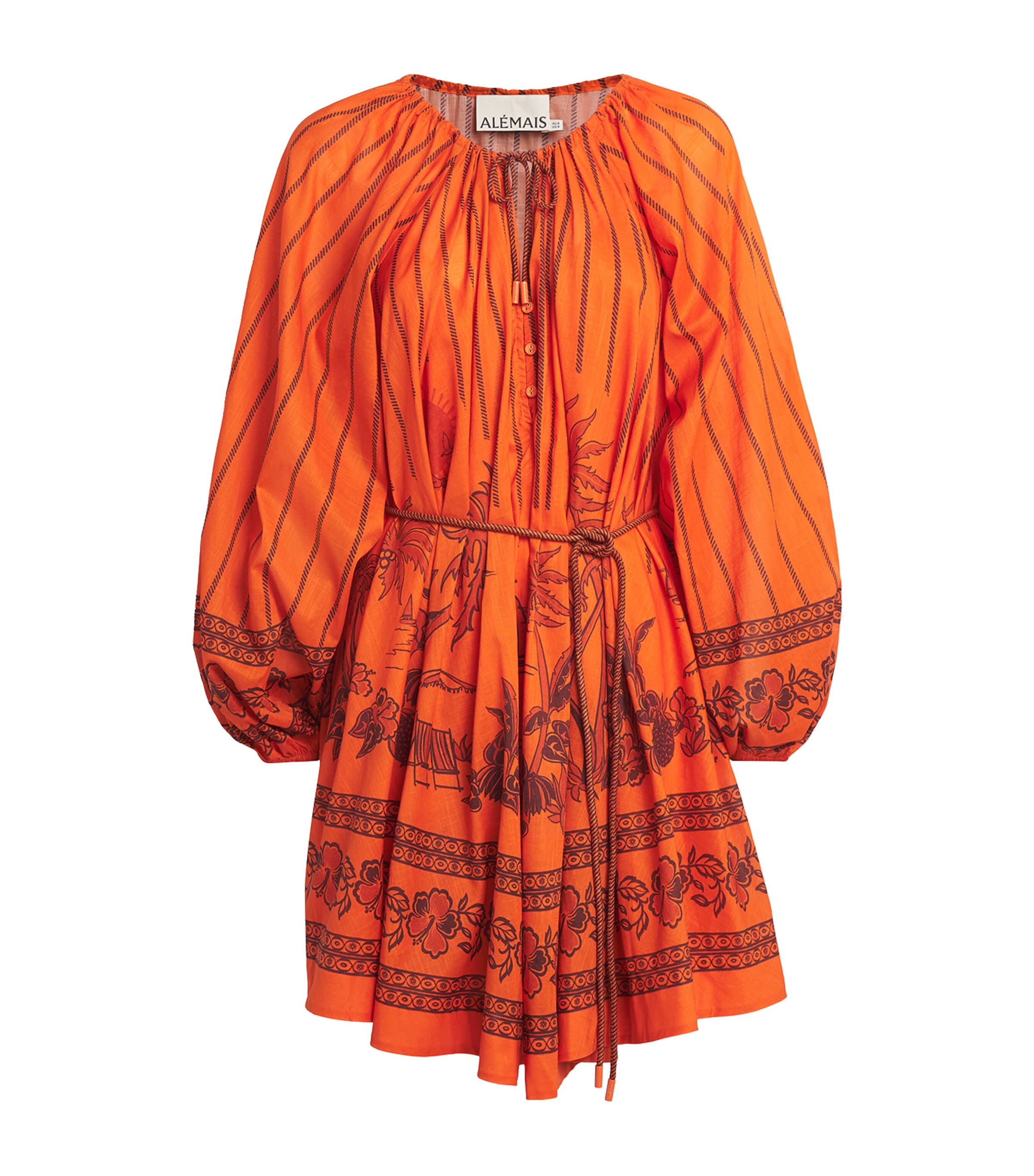 ALEMAIS Womens Cotton Boathouse Shift Dress Orange