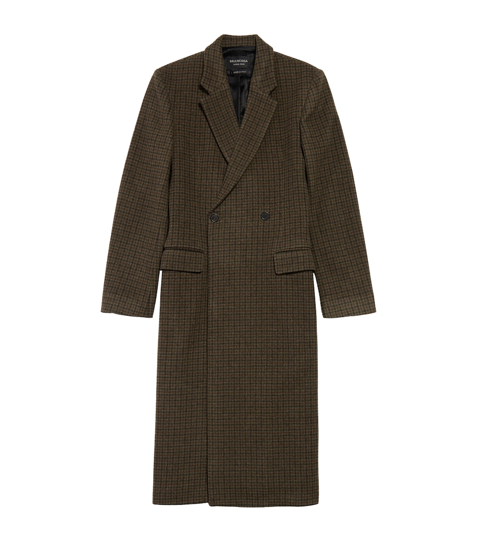Melton Wool Check Overcoat