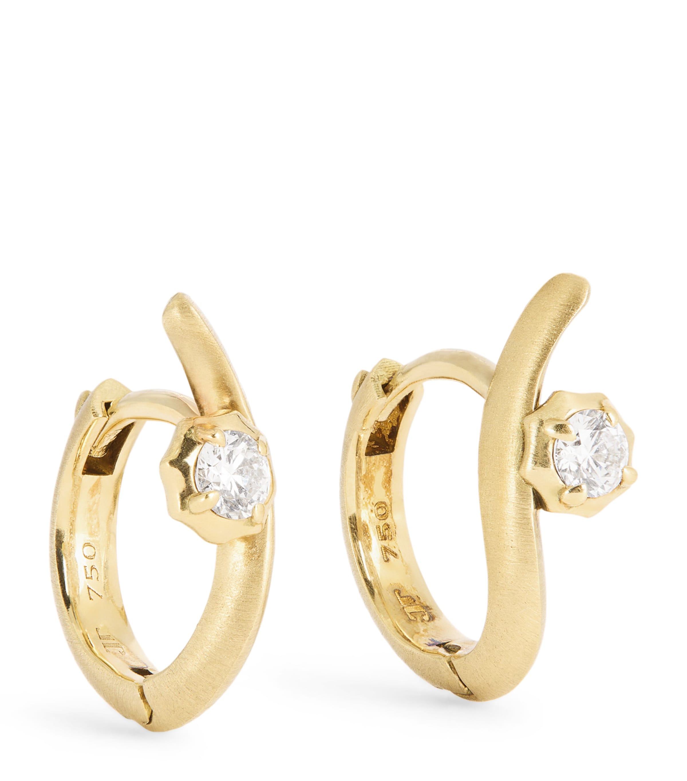 Yellow Gold and Diamond Alchemy Curve Huggie Earrings