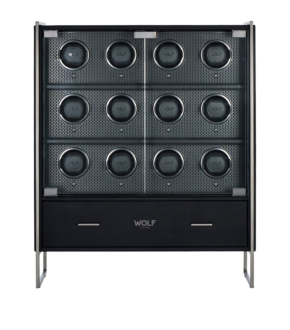 WOLF Axis 12-Piece Watch Winder Cabinet Powdercoat