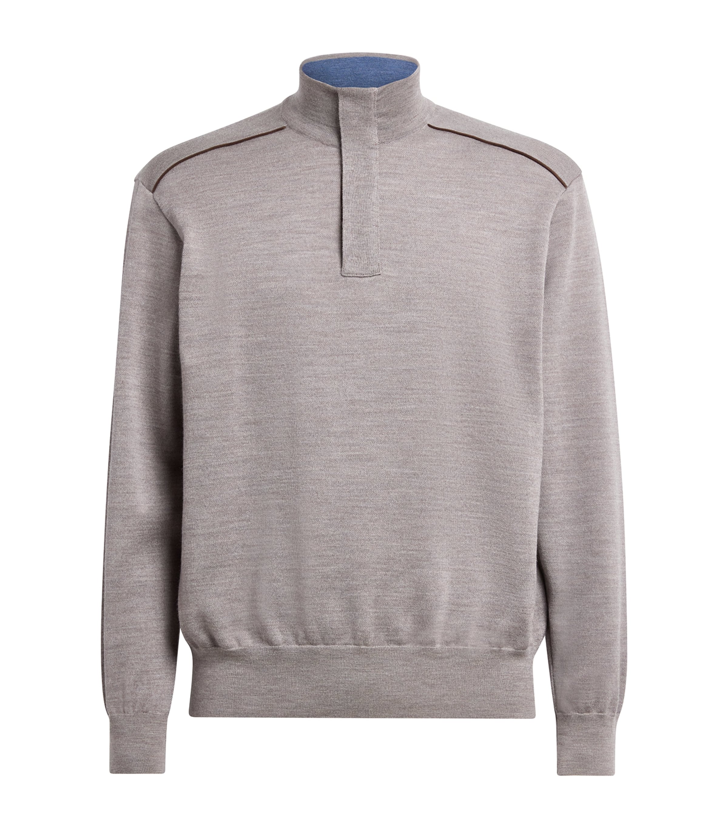 Paul & Shark Mens Virgin Wool Quarter-Zip Sweater Beige