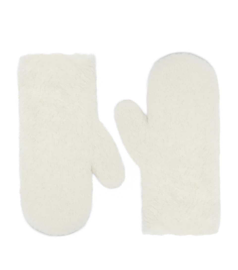 Max Mara Alpaca-Wool-Silk Gloves Optical White