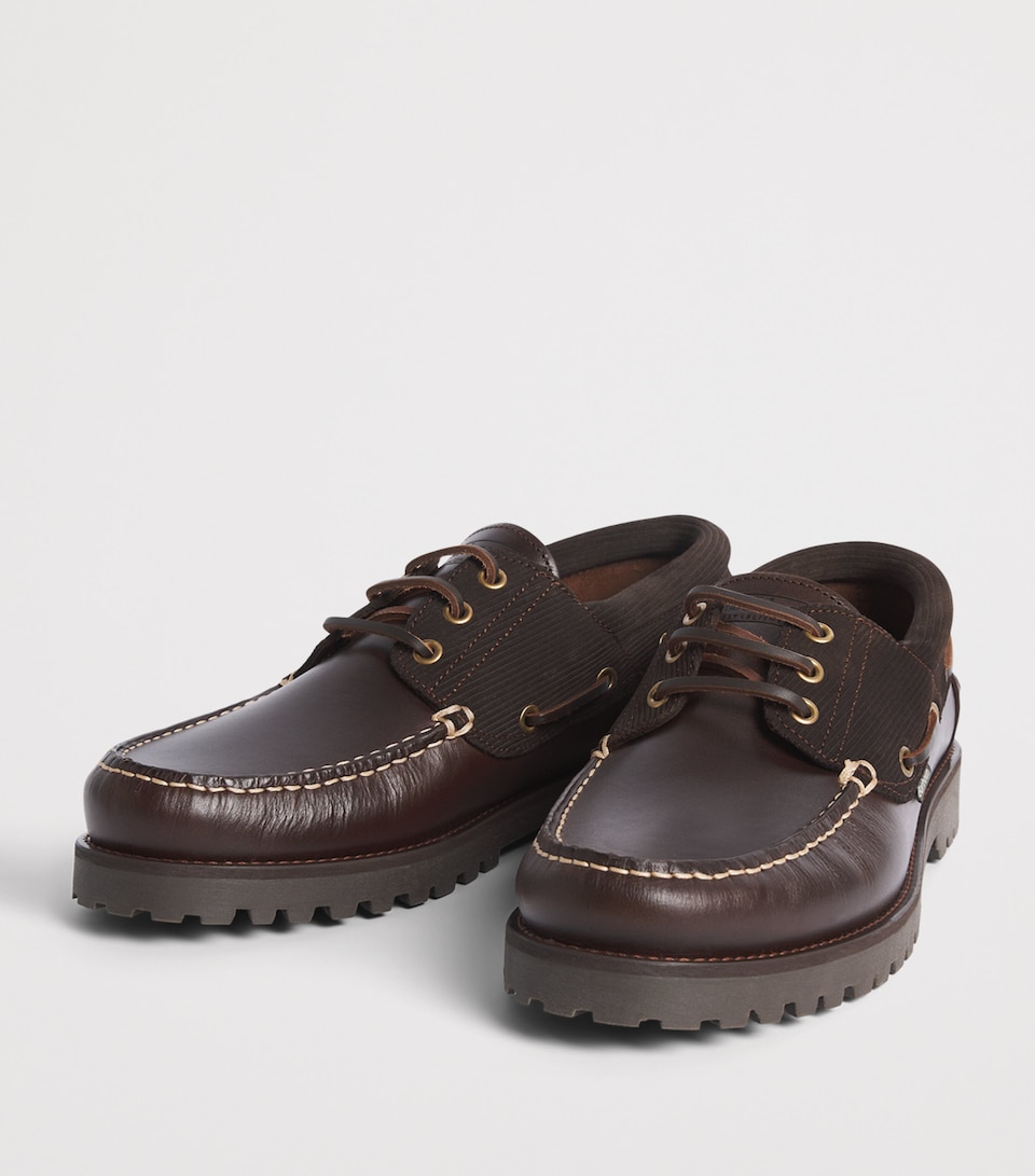 Barbour Leather Darras Boat Shoes Dk Brown/cord