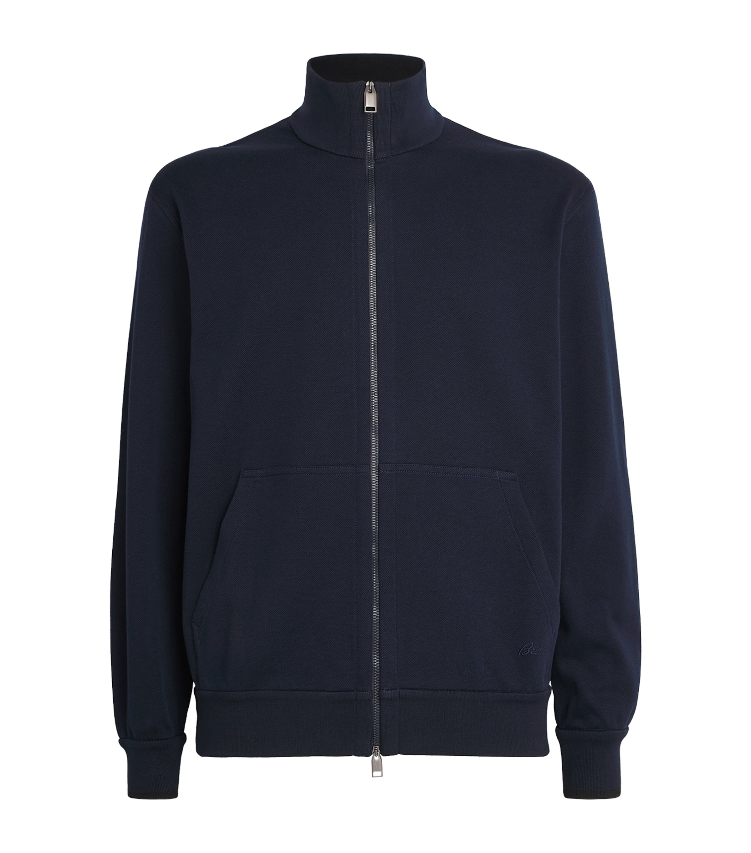Brioni Mens Cotton-Blend Zip-Up Sweater