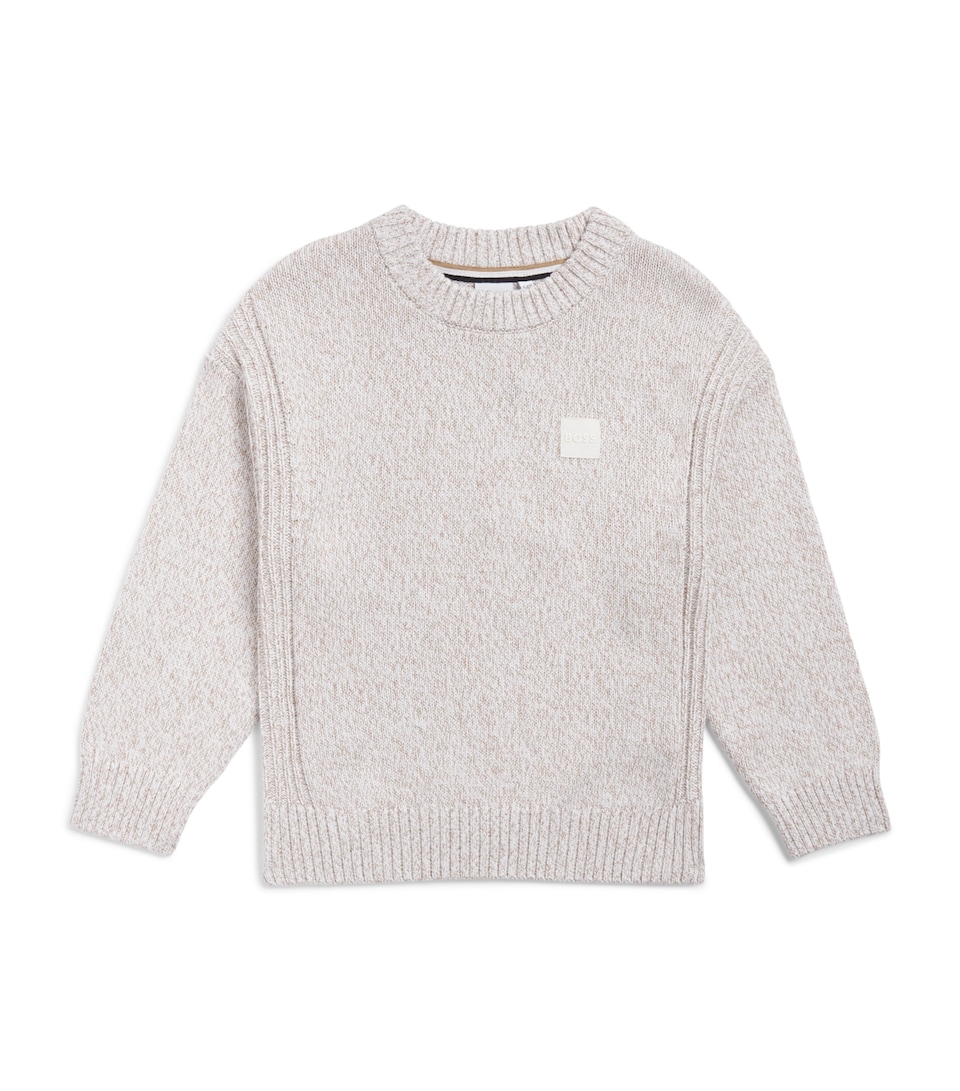 BOSS Kidswear Cotton Logo Patch Sweater (4-16 Years) Ivory