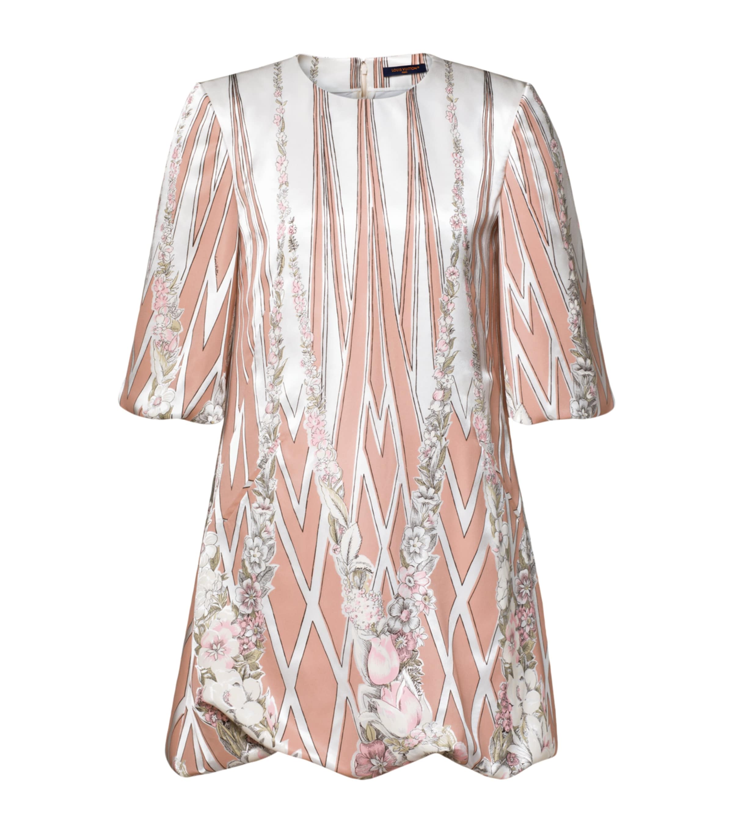 LOUIS VUITTON Womens Satin Floral Wallpaper Mini Dress Flesh
