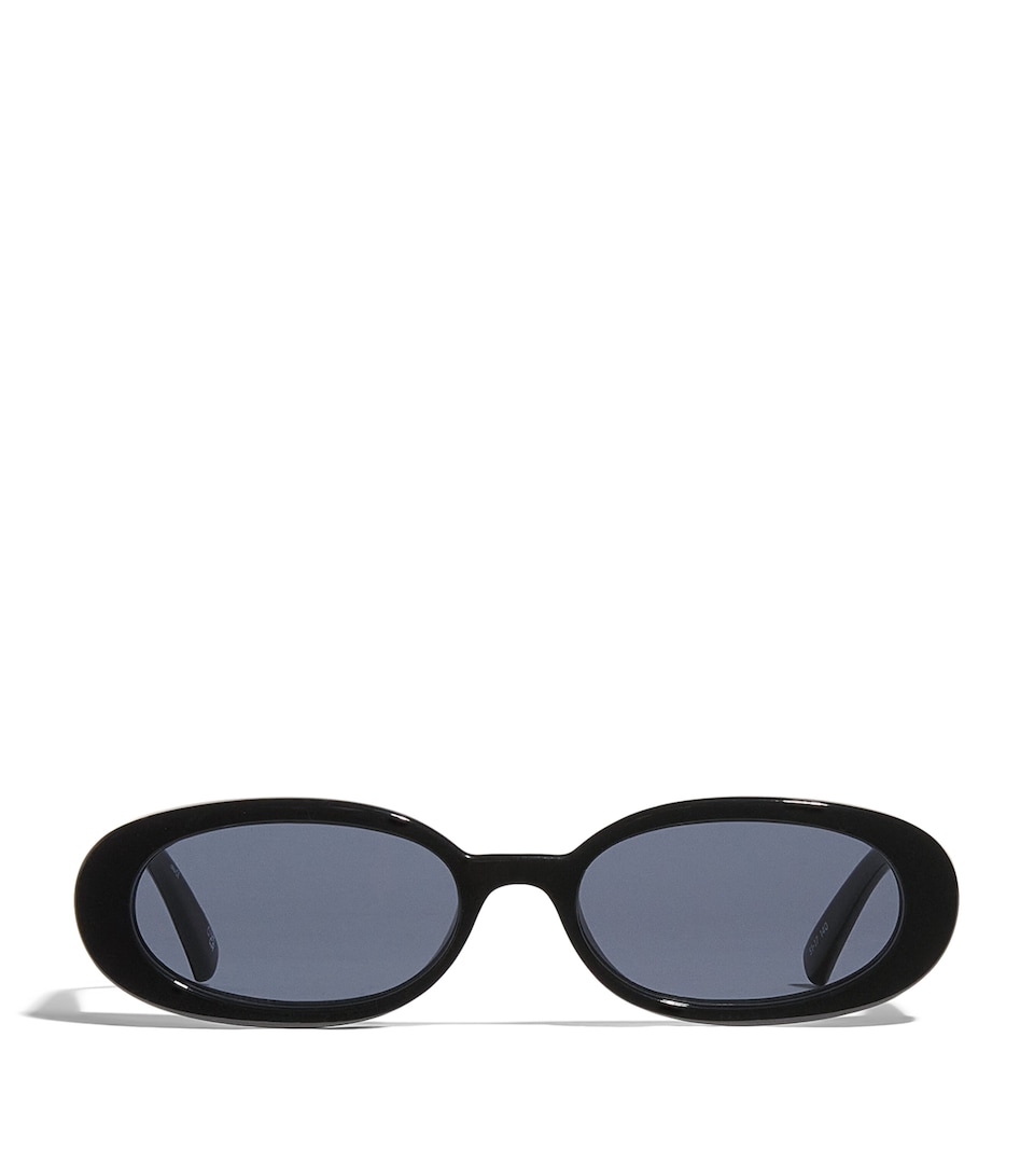 Le Specs Oval Outta Love Sunglasses Black Smoke