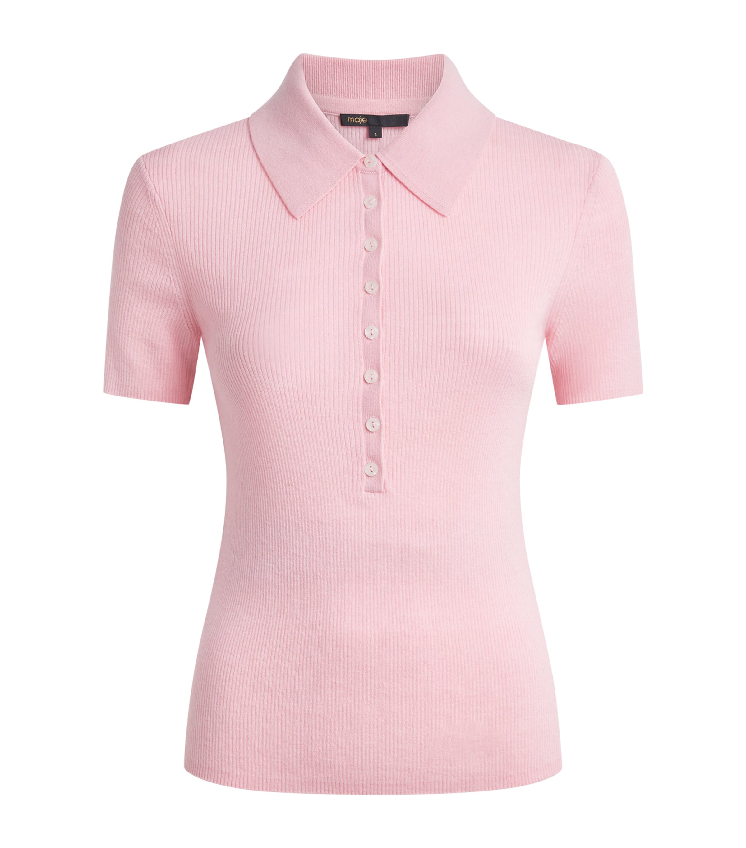 Wool-Silk Ribbed Polo Sweater