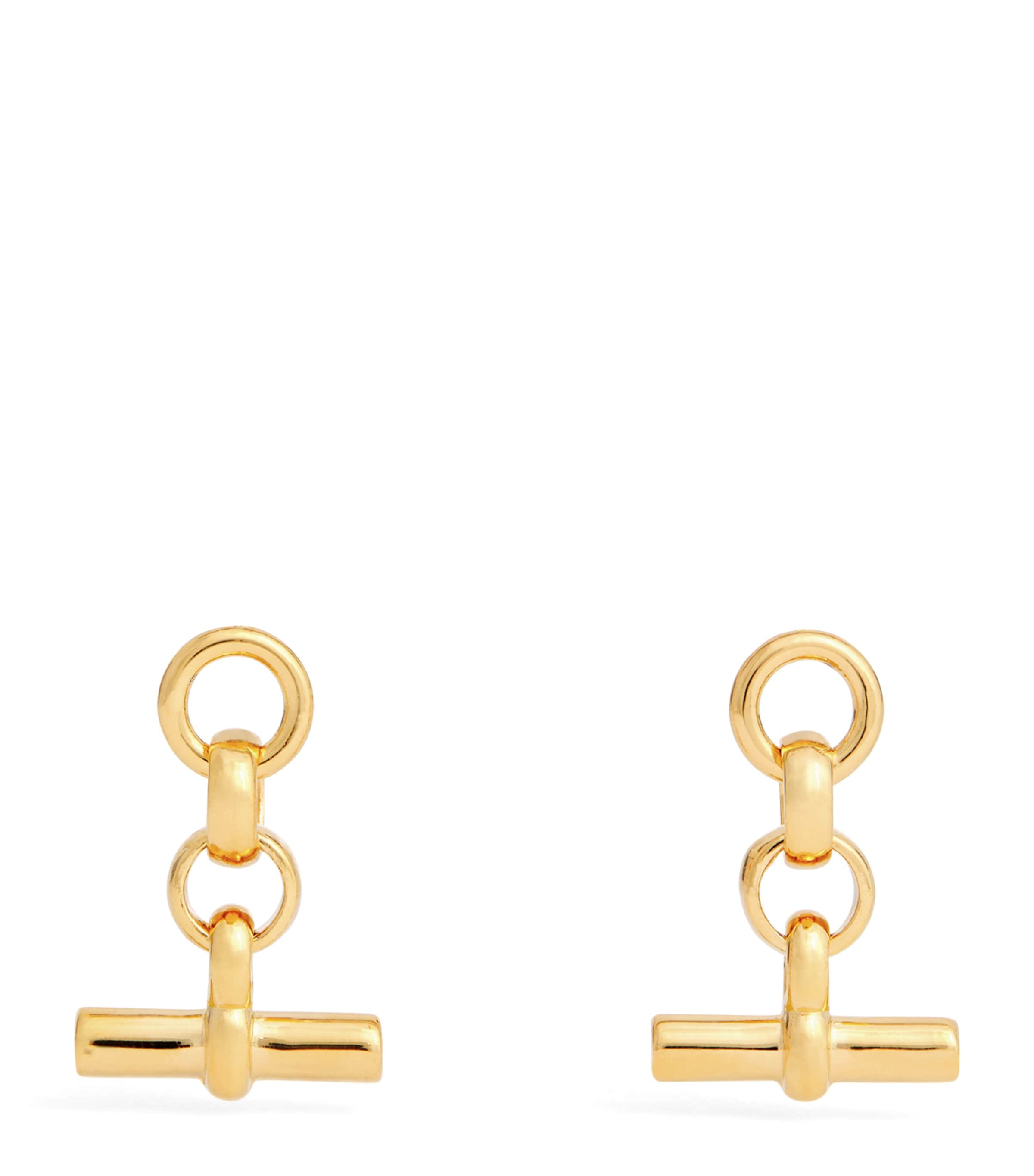 Gold-Plated T-Bar Drop Earrings