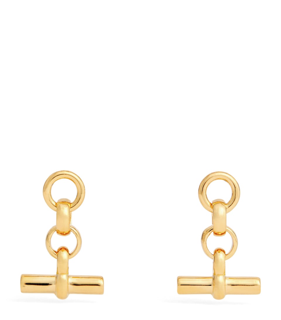 Gold-Plated T-Bar Drop Earrings