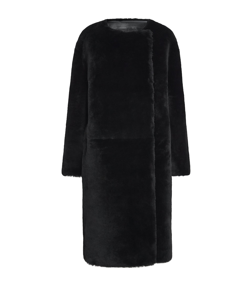 Shearling Collarless Coat