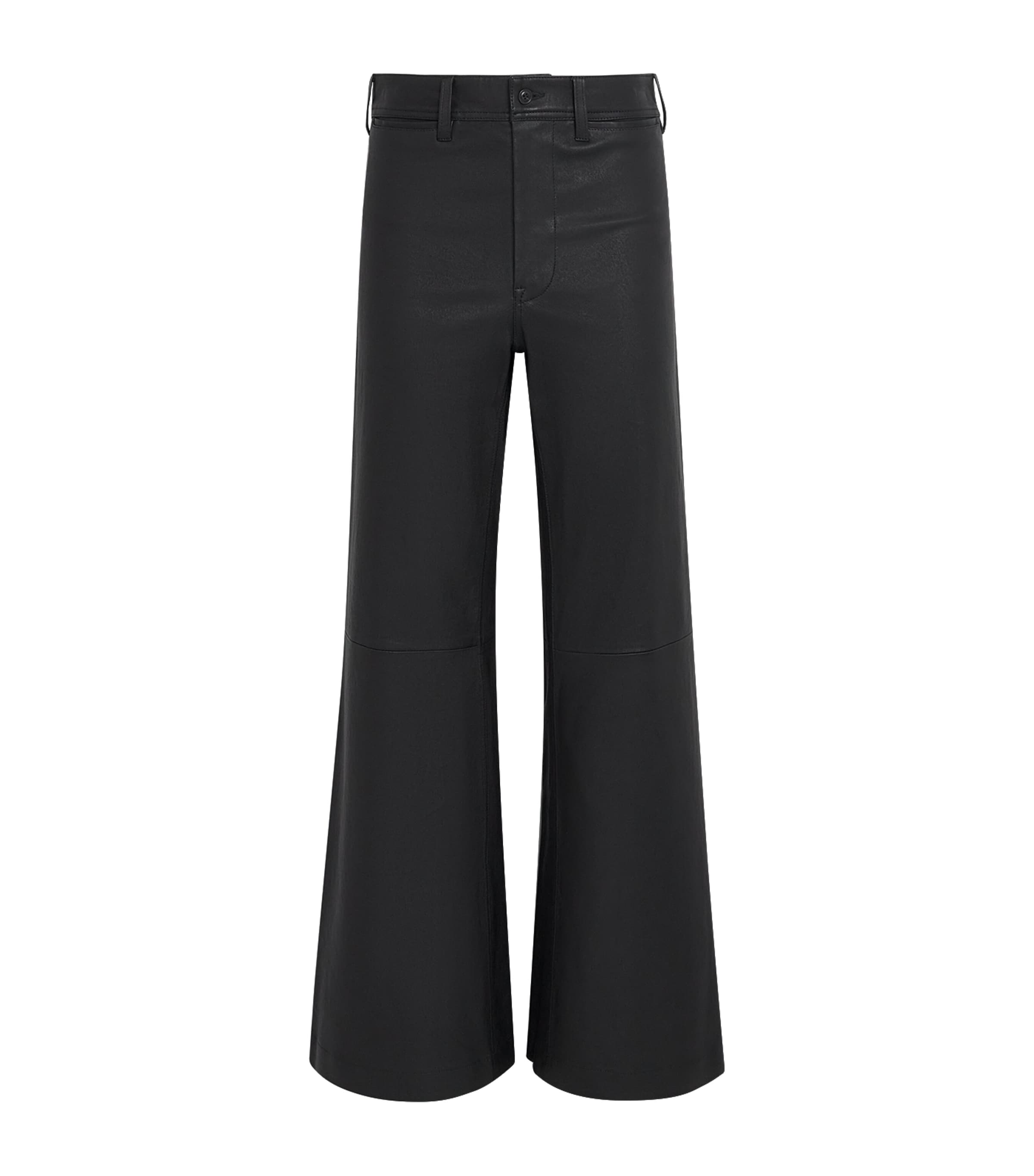Polo Ralph Lauren Womens Leather Beaton Flared Trousers Black