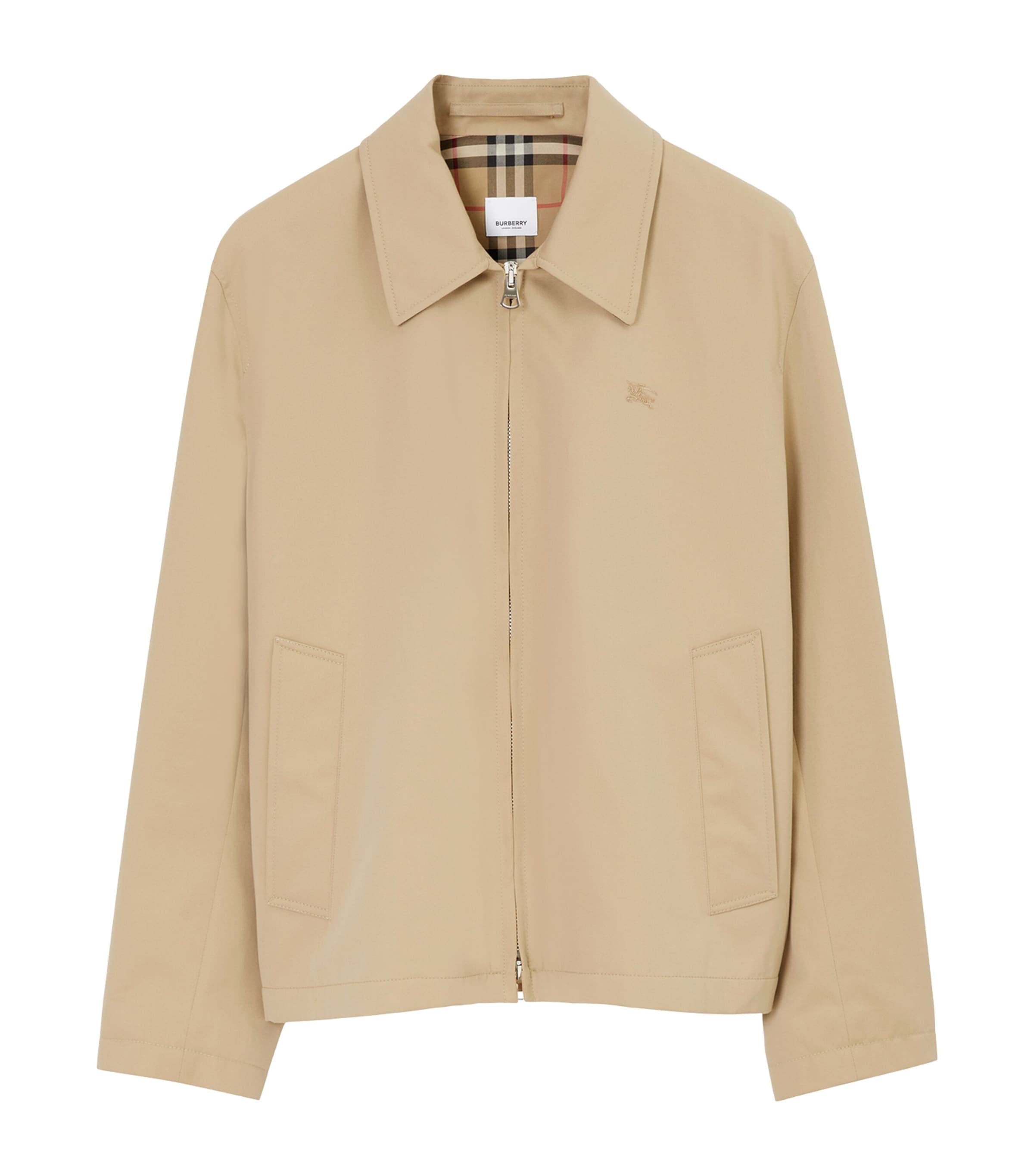 Burberry Mens Cotton Gabardine Harrington Jacket Honey