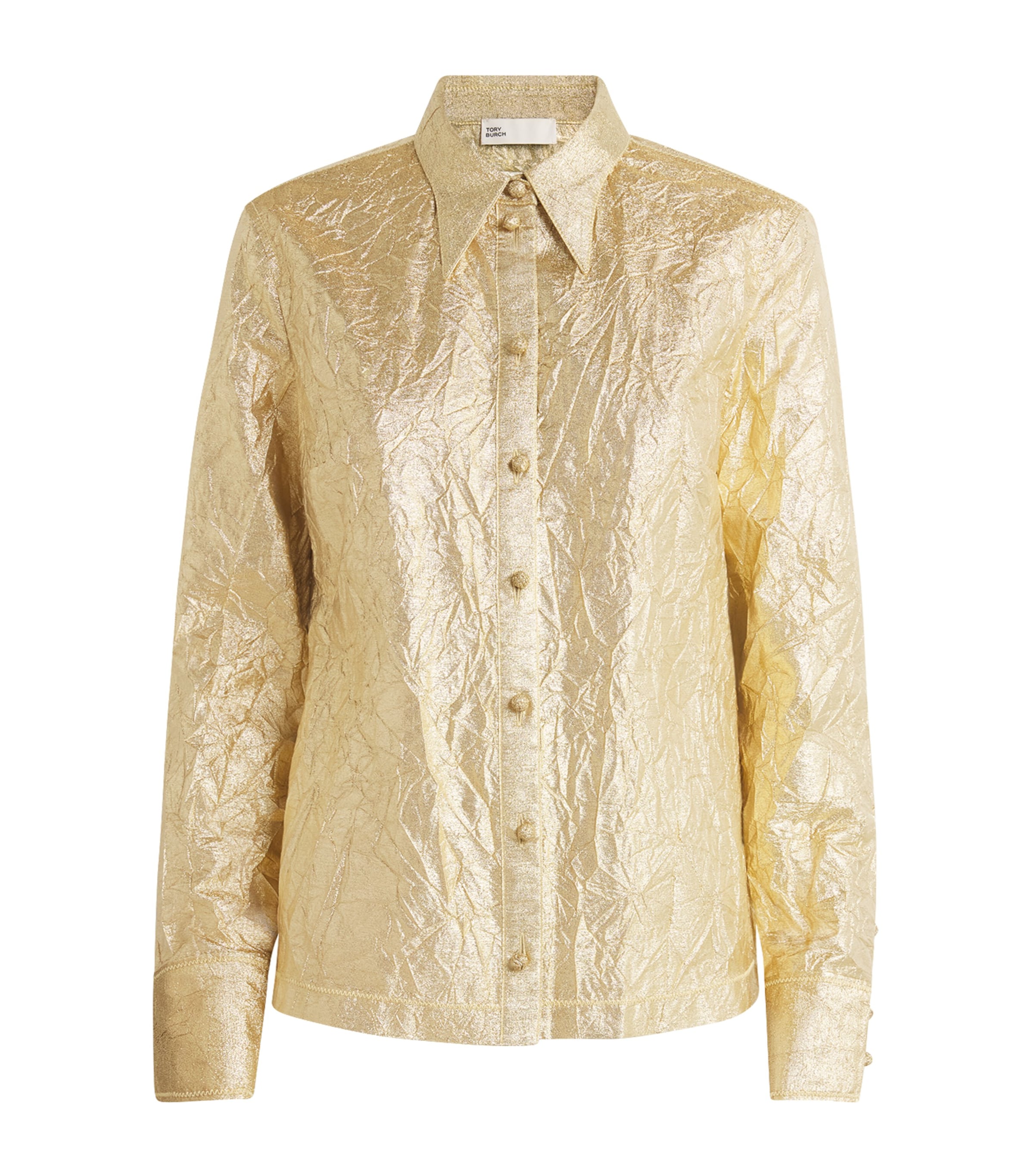 Tory Burch Womens Silk-Blend Crushed Shirt White / Gold