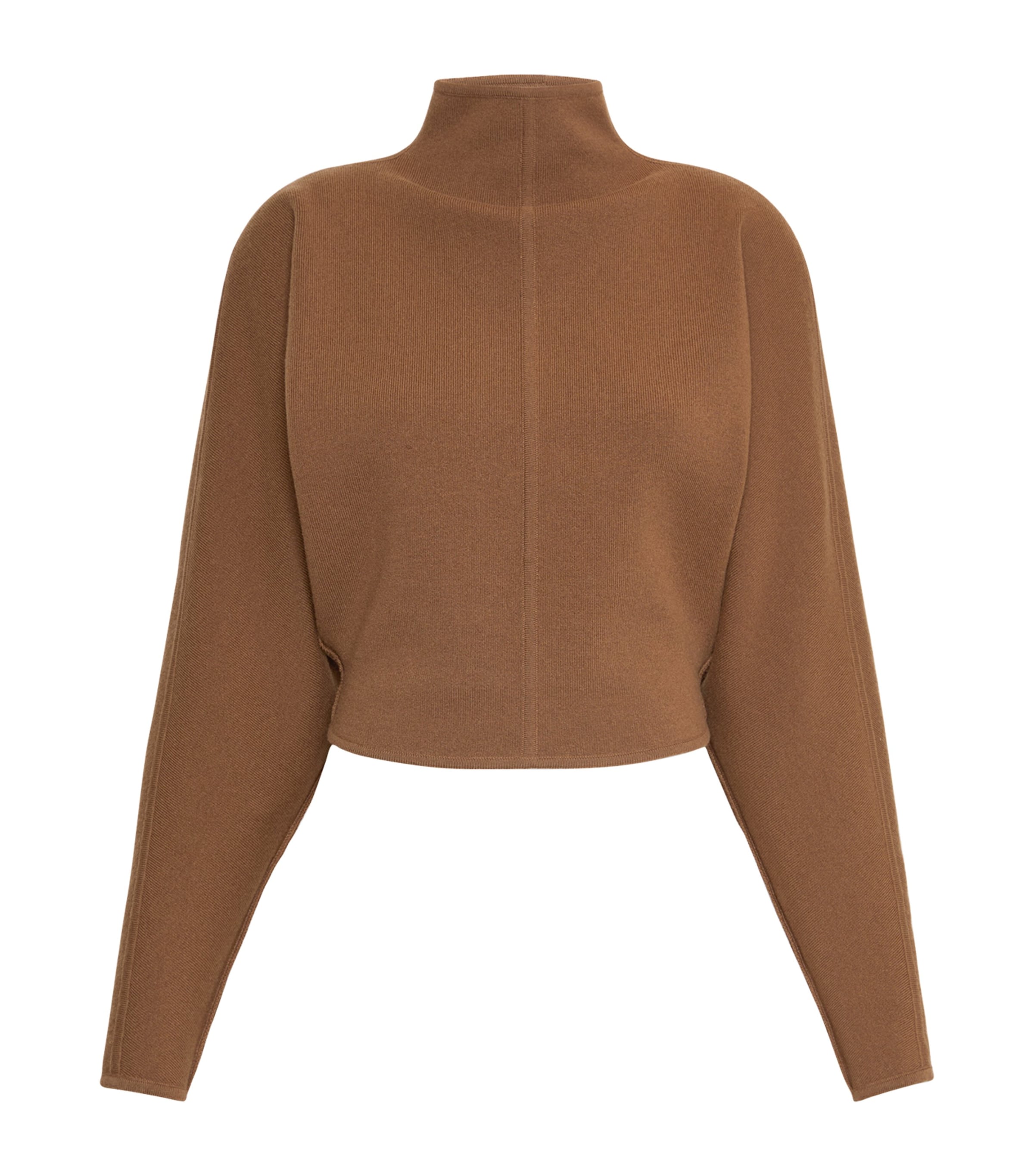 Max Mara Womens Virgin Wool-Cashmere High-Neck Sweater Camel