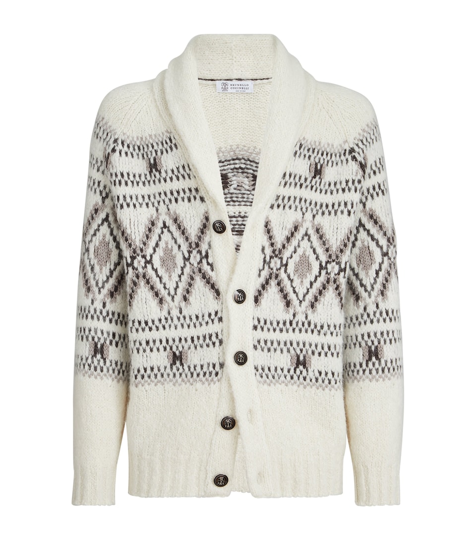 Alpaca-Wool-Cashmere Jacquard Cardigan
