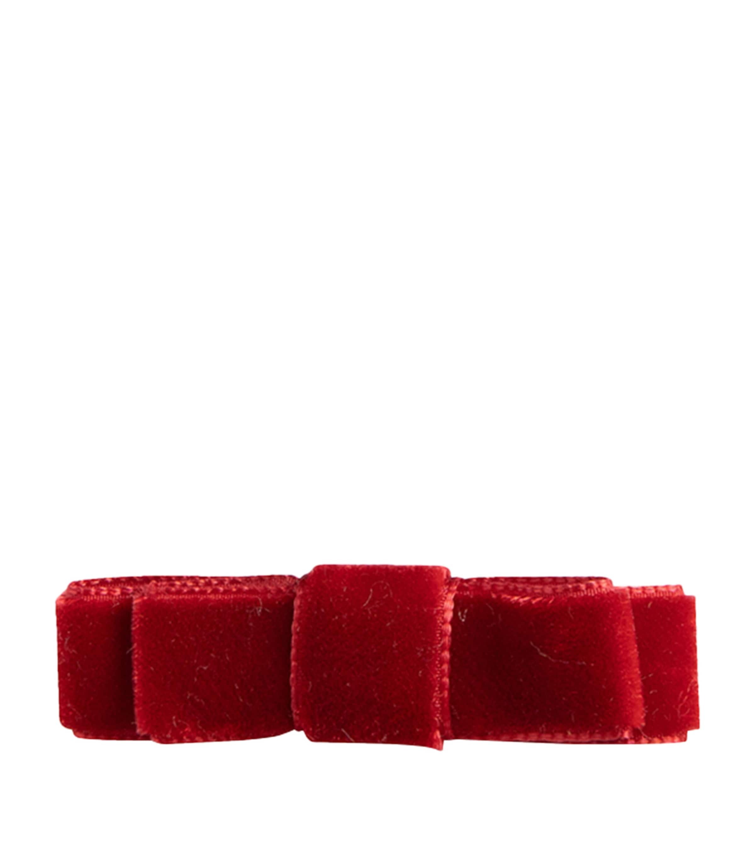Trotters Small Velvet Bow Hair Clip Red