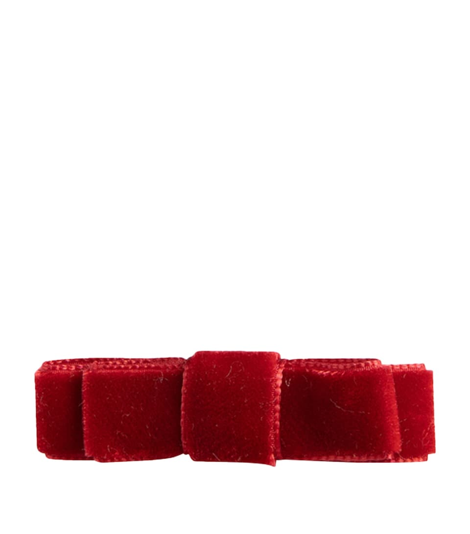 Trotters Small Velvet Bow Hair Clip Red